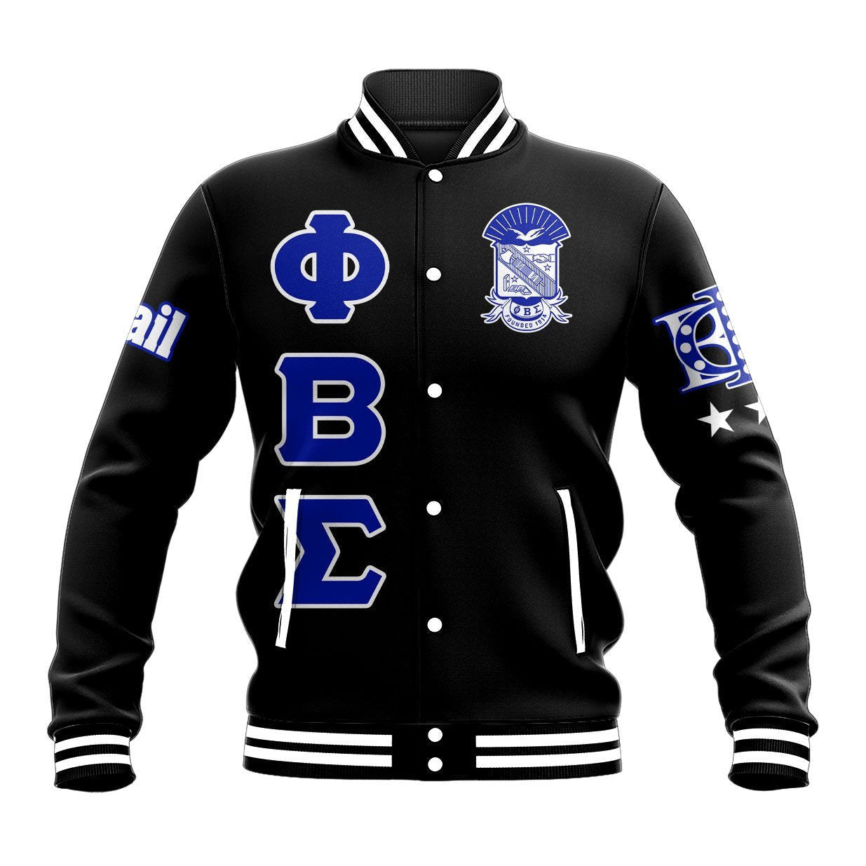 Fraternity Jacket - Phi Beta Sigma Letters Baseball Jacket - Tha Godfather