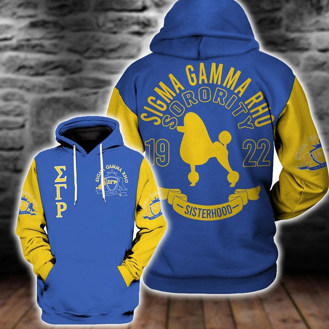 Sorority Hoodie - Lux Sigma Gamma Rho Poodle Blue Yellow Hoodie