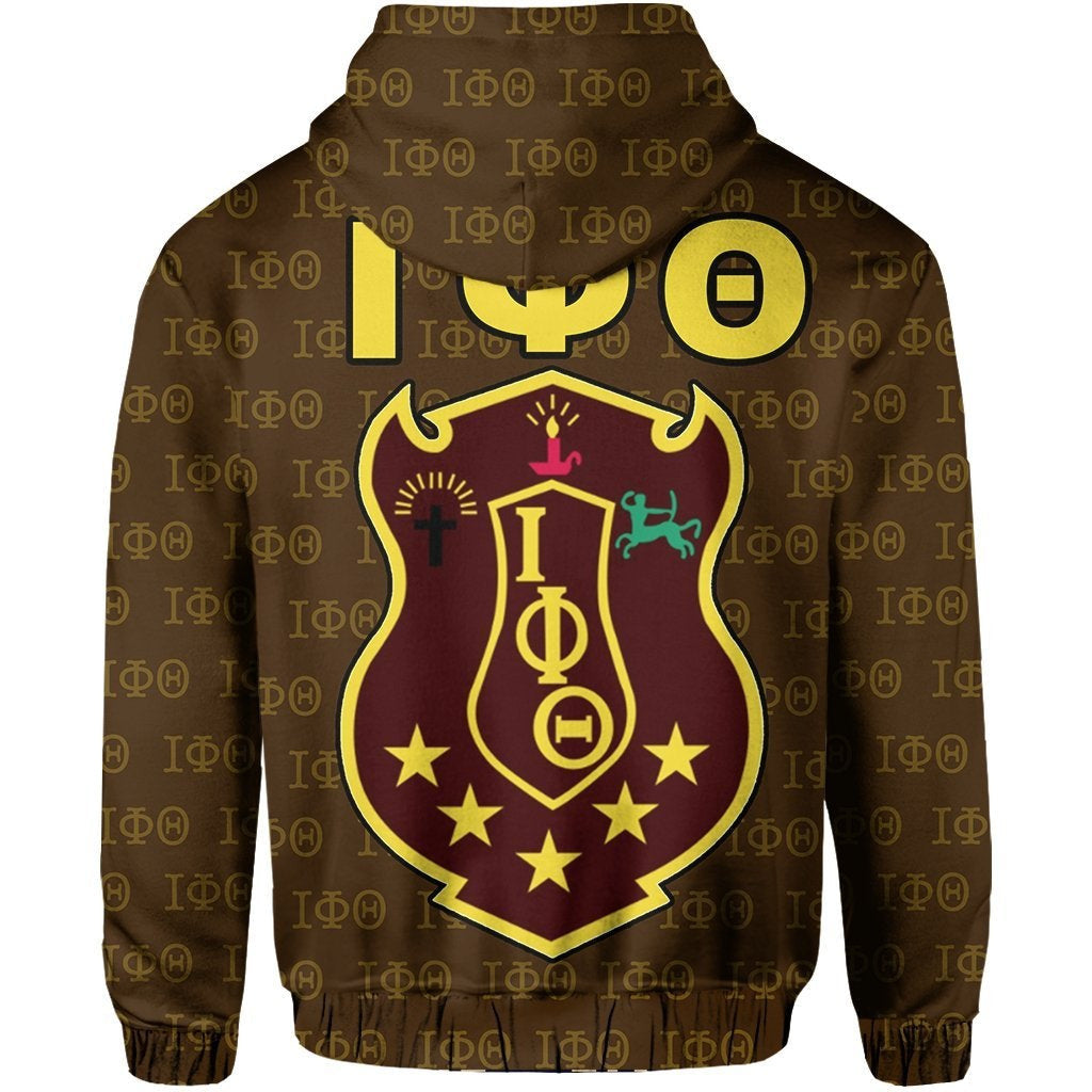 Fraternity Hoodie - Iota Phi Theta Monogram Patterns Zip up Hoodie