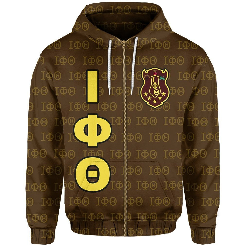 Fraternity Hoodie - Iota Phi Theta Monogram Patterns Zip up Hoodie