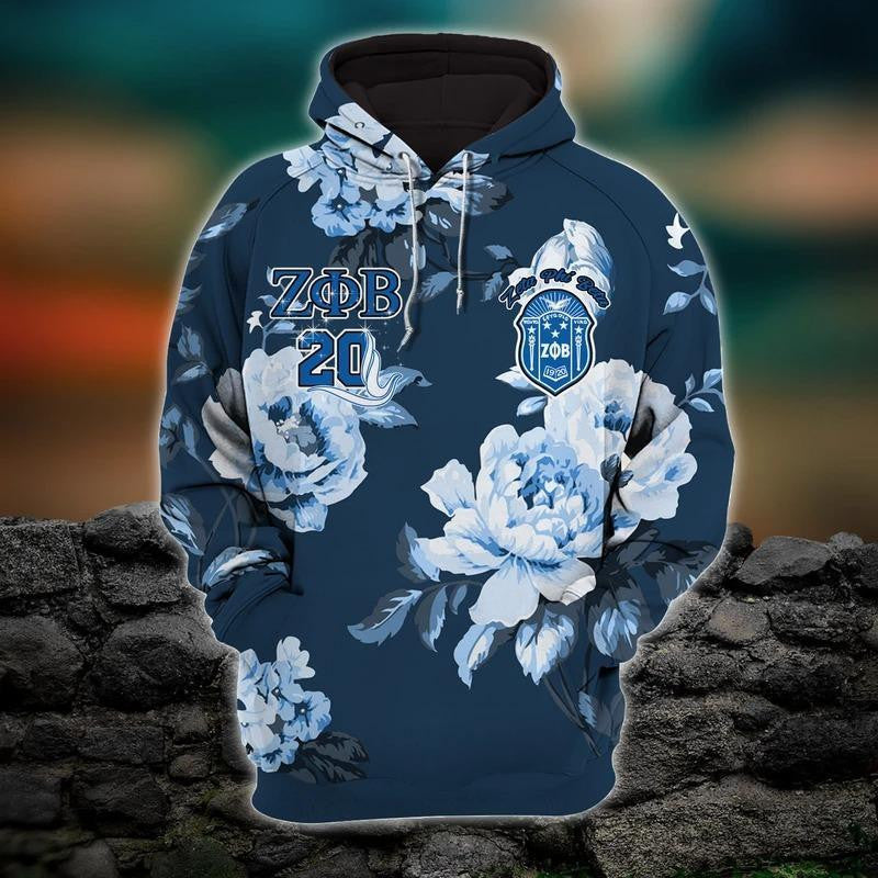 Sorority Hoodie - Zeta Phi Beta Blue Rose Girl Hoodie