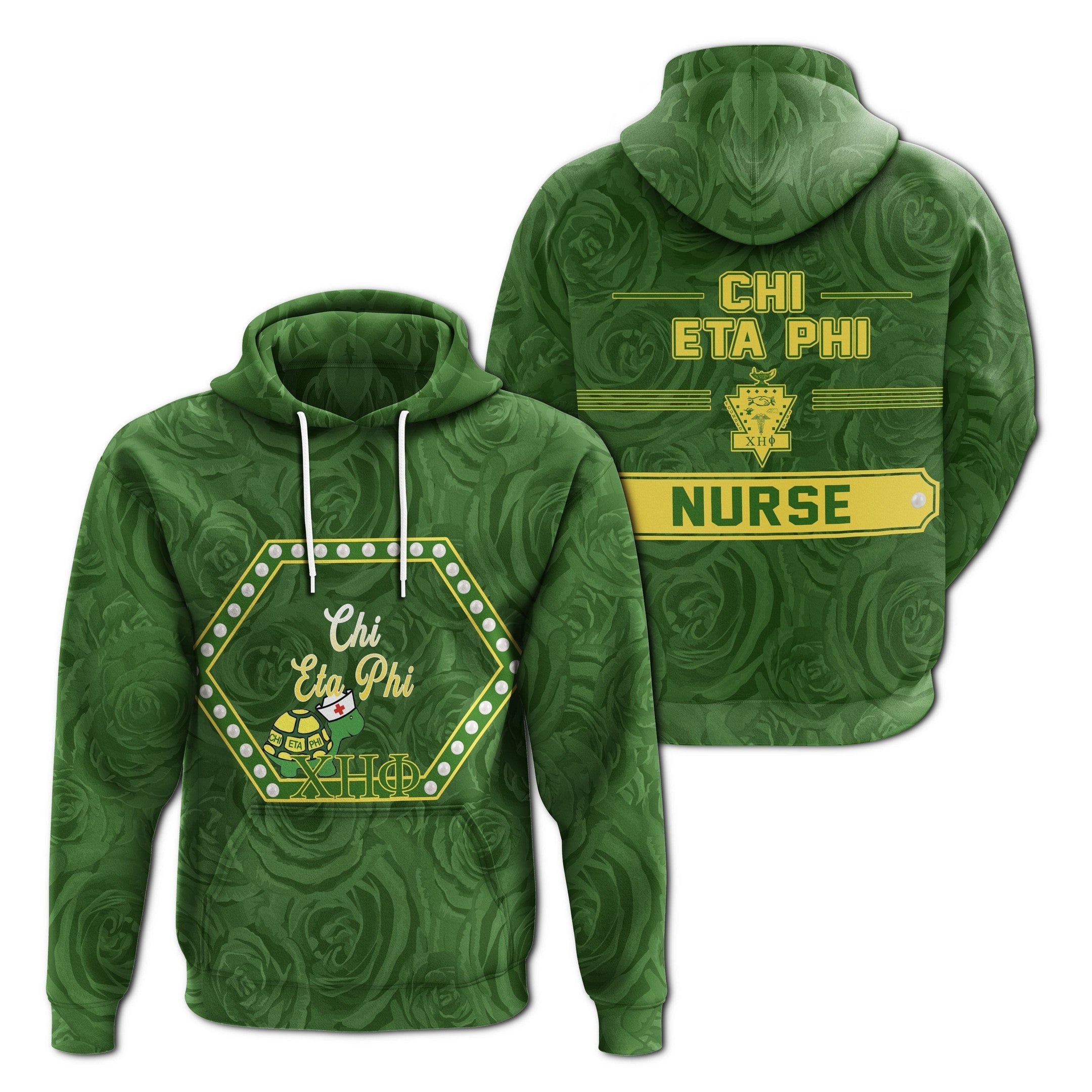 Sorority Hoodie - Chi Eta Phi Rose Peals Pullover Hoodie