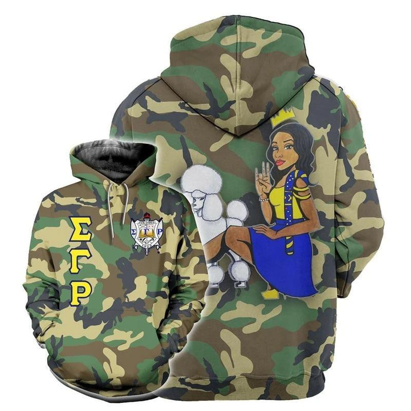 Sorority Hoodie - Militaty Sigma Gamma Rho Woman Poodle Hoodie