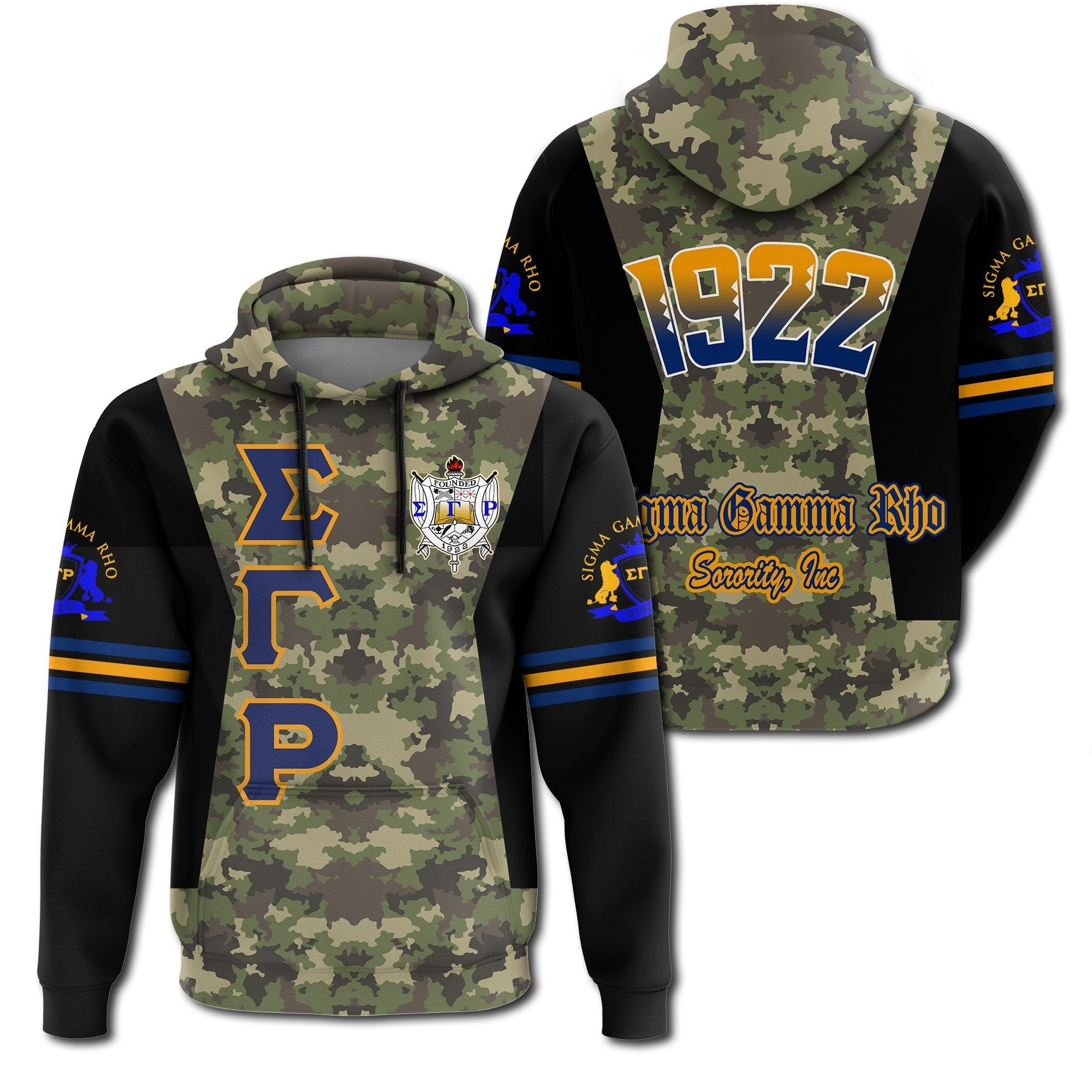 Sorority Hoodie - Sigma Gamma Rho Sorority Camouflage Hoodie JN