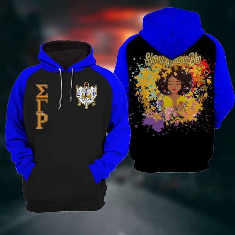 Sorority Hoodie - Sigma Gamma Rho Rainbow Flower Girl Hoodie