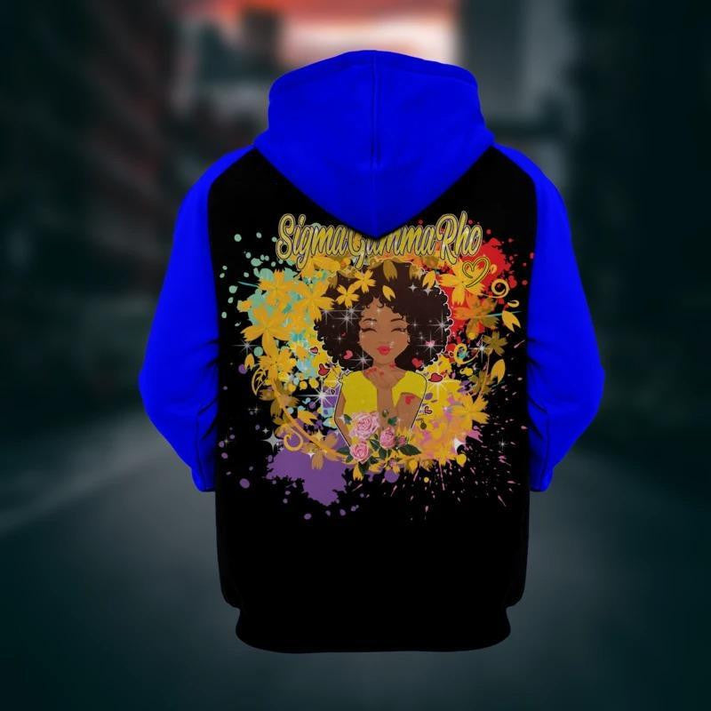 Sorority Hoodie - Sigma Gamma Rho Rainbow Flower Girl Hoodie