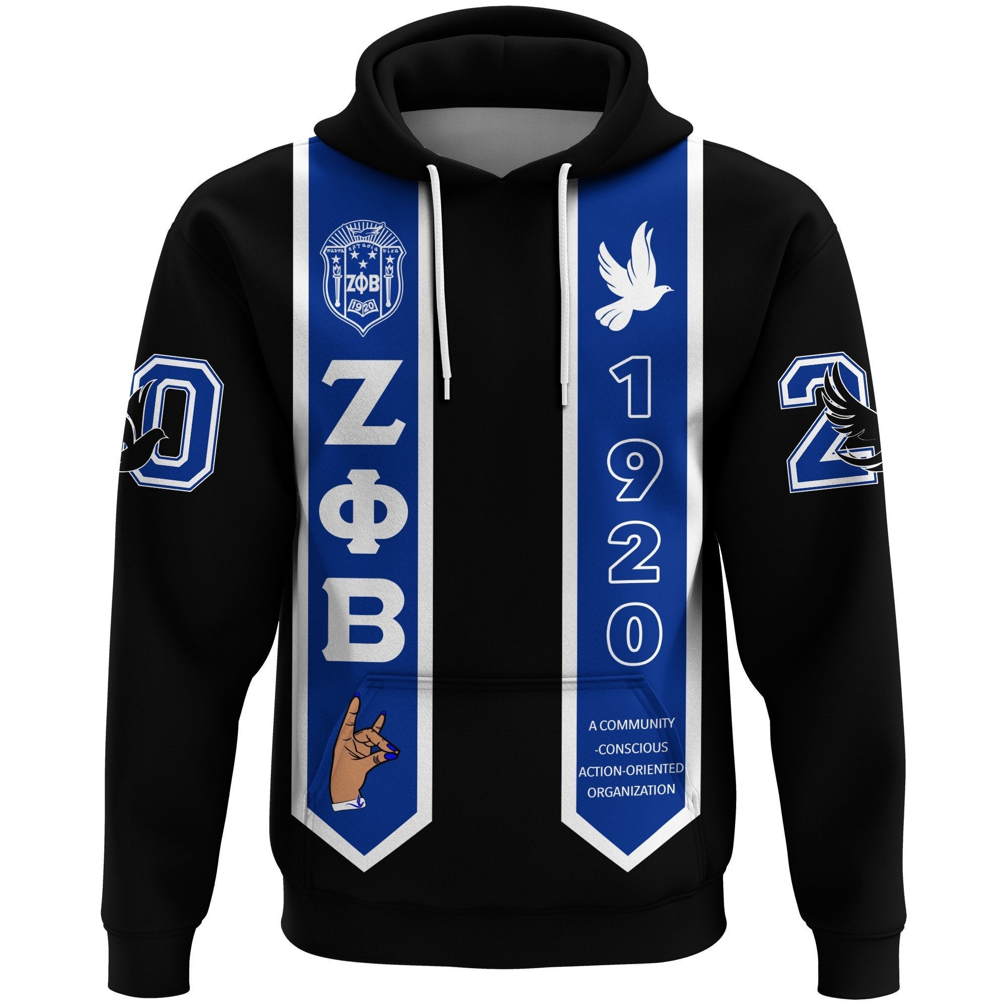 Sorority Hoodie - Zeta Phi Beta Pullover Hoodie Graduation Stole Style