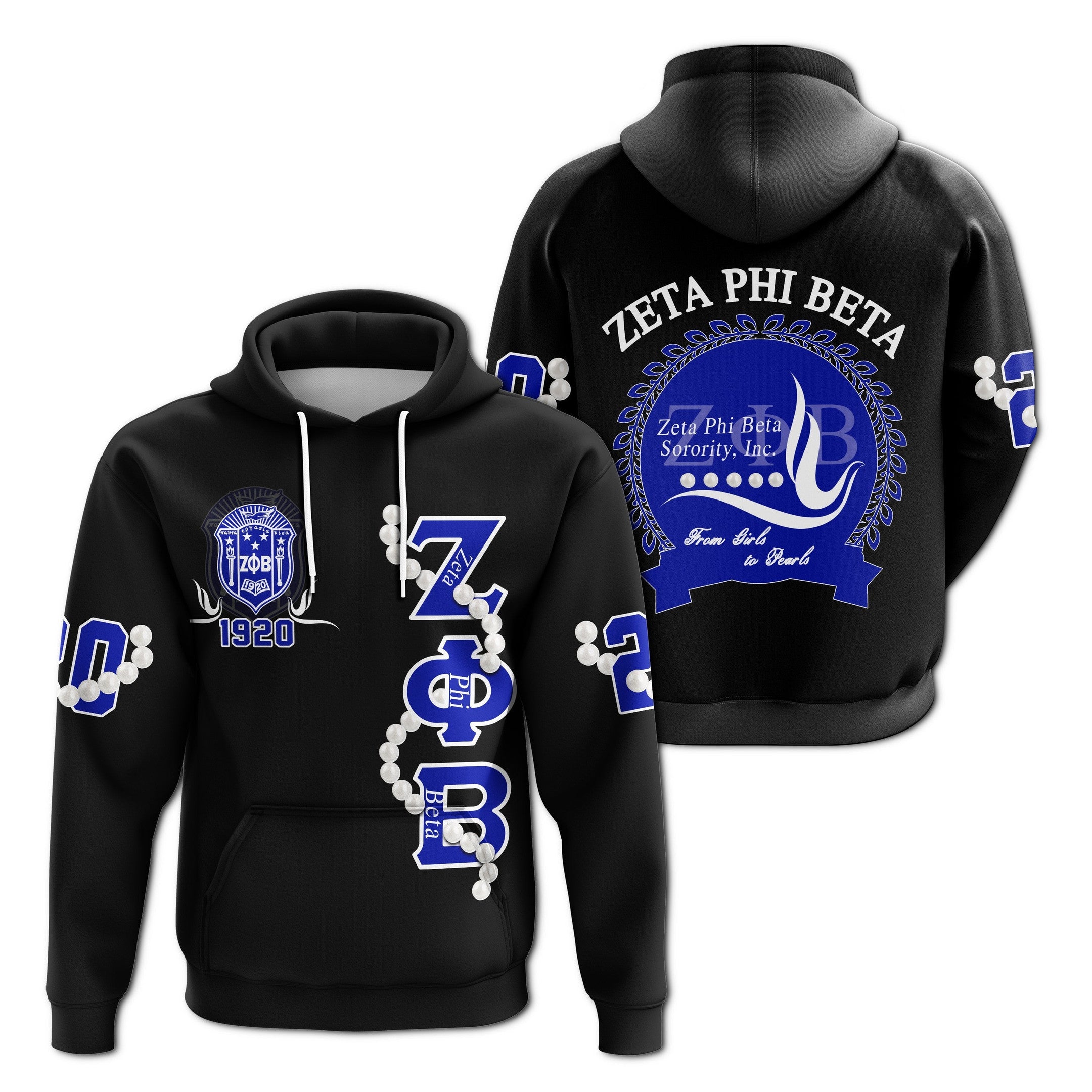 Sorority Hoodie - Zeta Phi Beta Pearl Pullover Hoodie