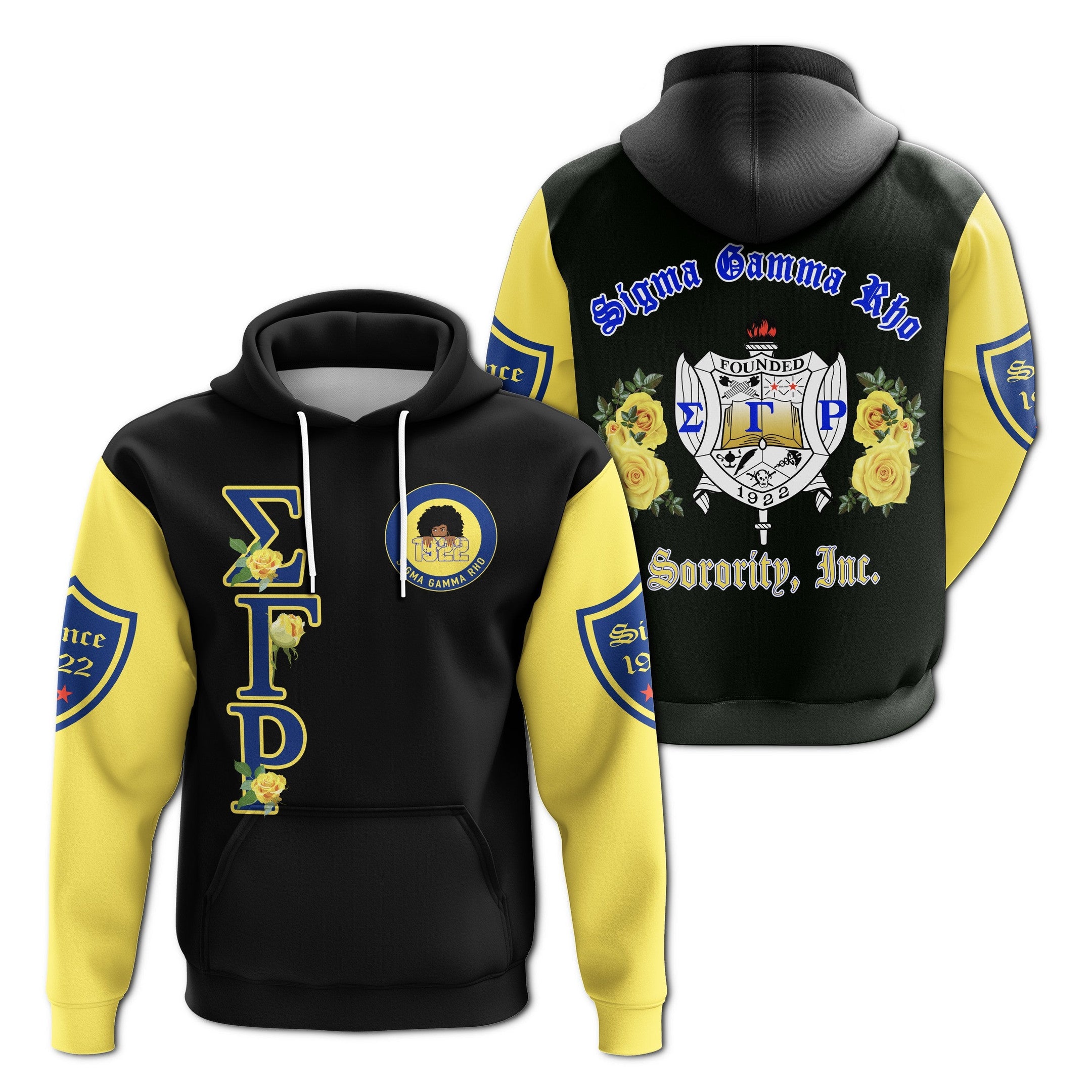 Sorority Hoodie - Sigma Gamma Rho Yellow Rose Pullover Hoodie