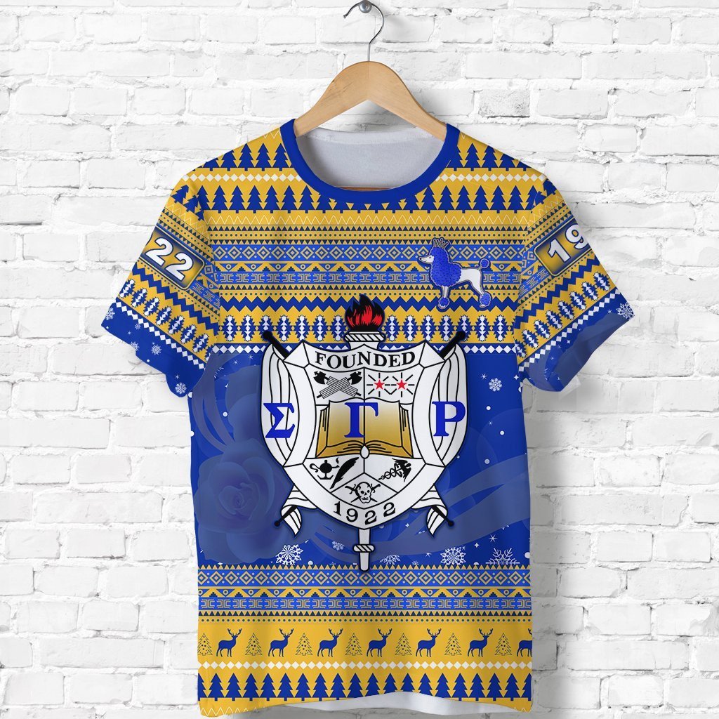 Sorority TShirt - Sigma Gamma Rho African Pattern Christmas TShirt