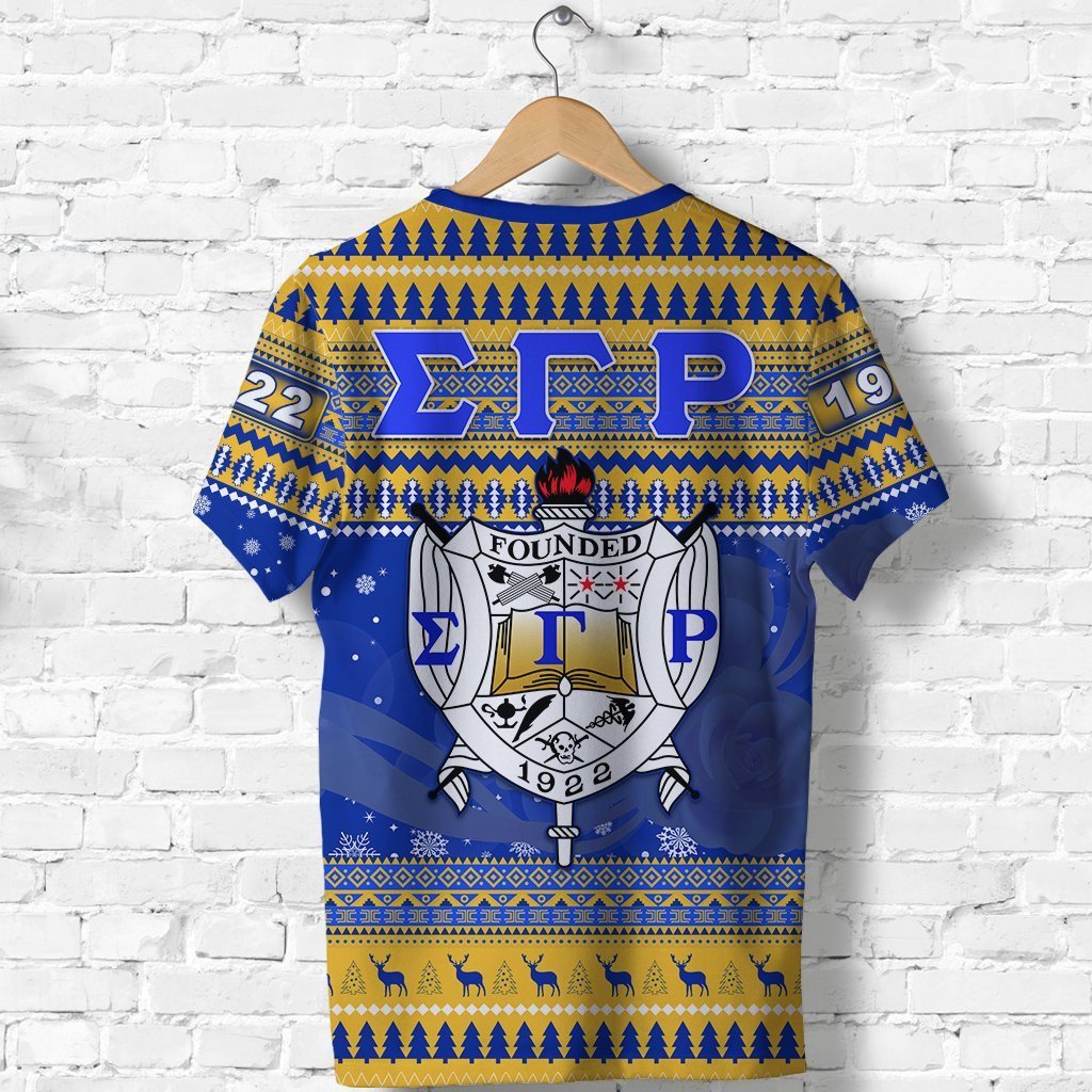 Sorority TShirt - Sigma Gamma Rho African Pattern Christmas TShirt