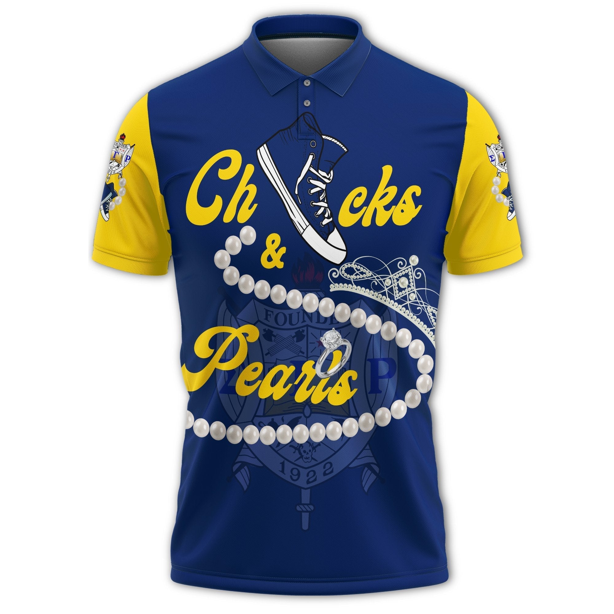 Sorority Polo - Sigma Gamma Rho Chucks And Pearls Polo Shirt K.H Pearls