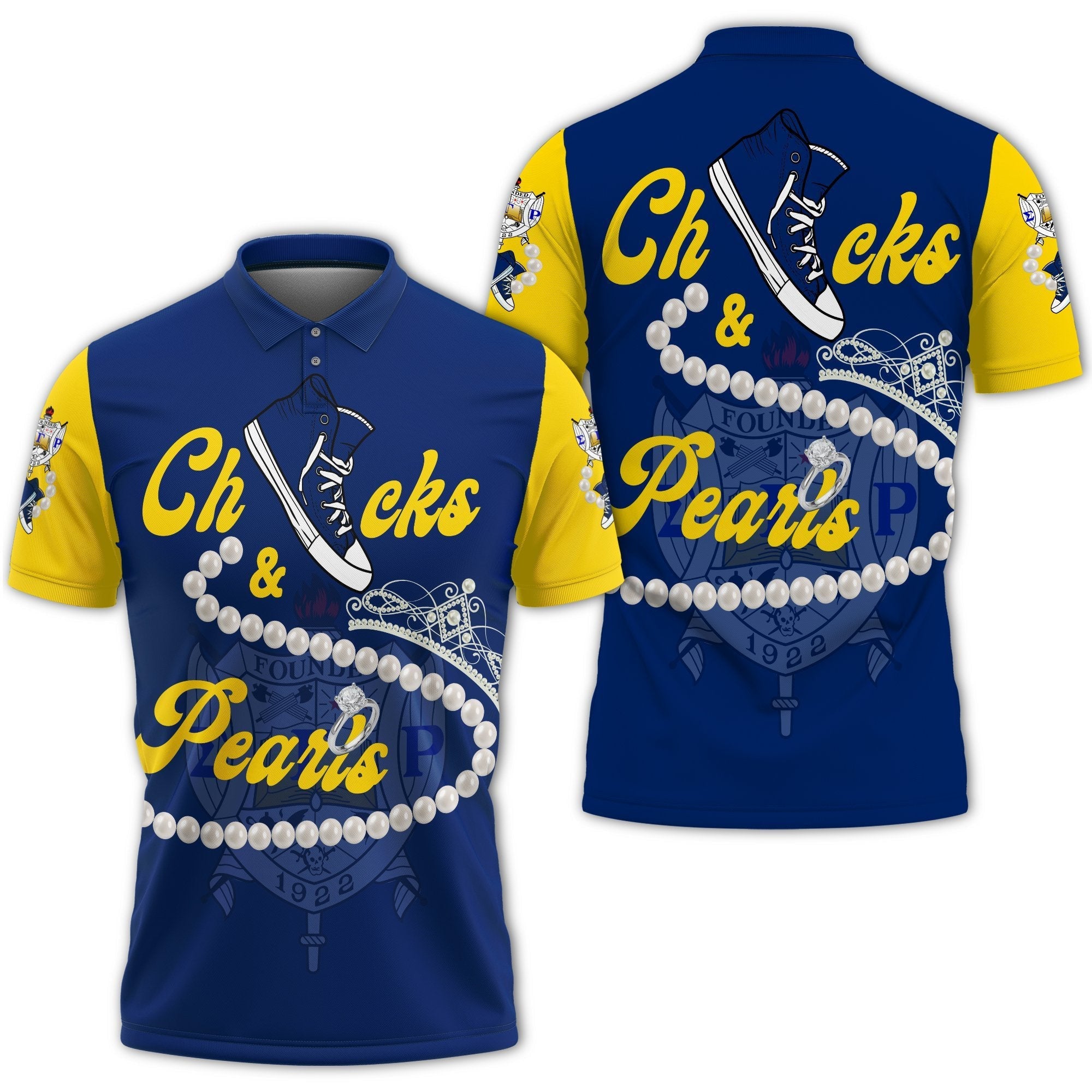 Sorority Polo - Sigma Gamma Rho Chucks And Pearls Polo Shirt K.H Pearls