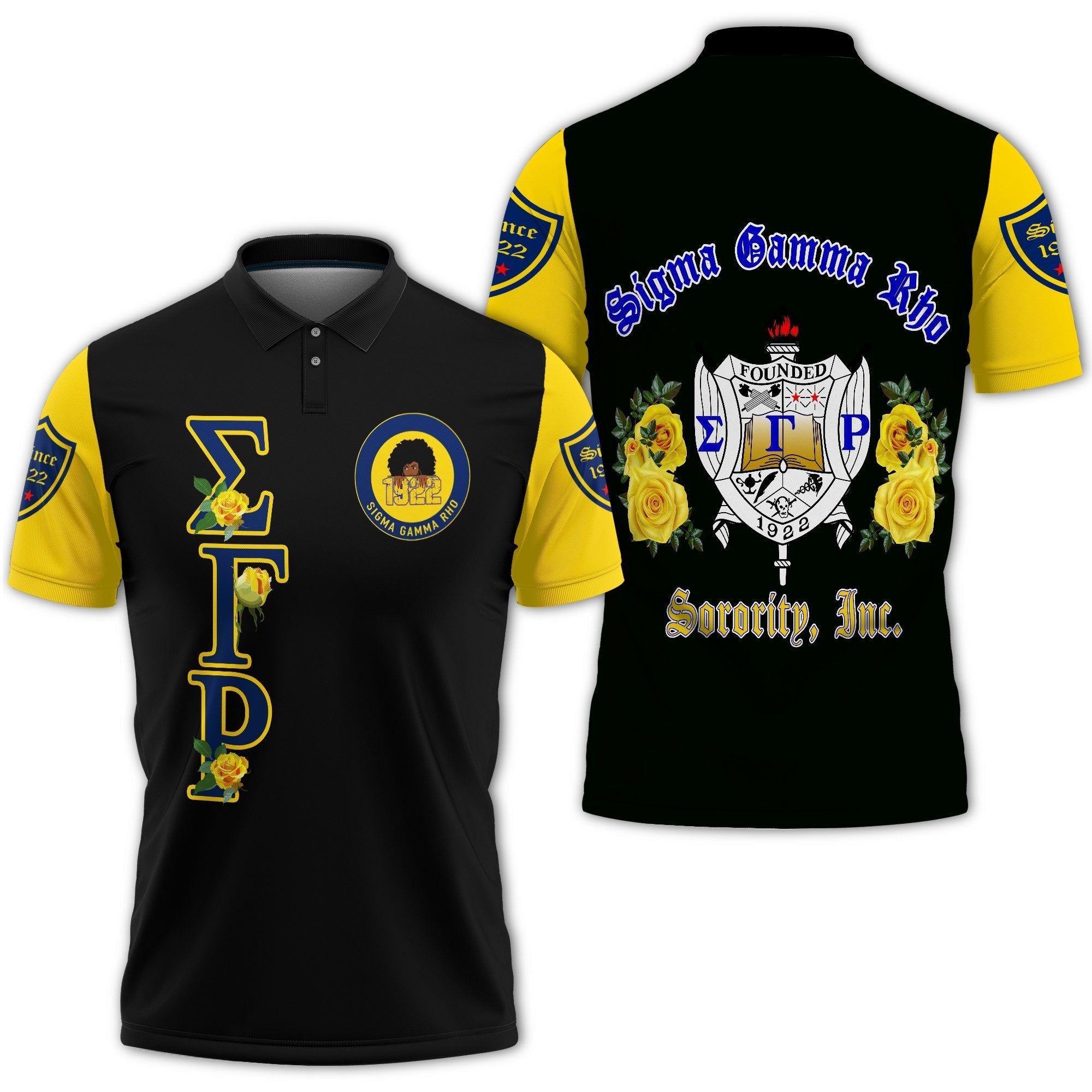 Sorority Polo - Sigma Gamma Rho Yellow Rose Polo Shirt