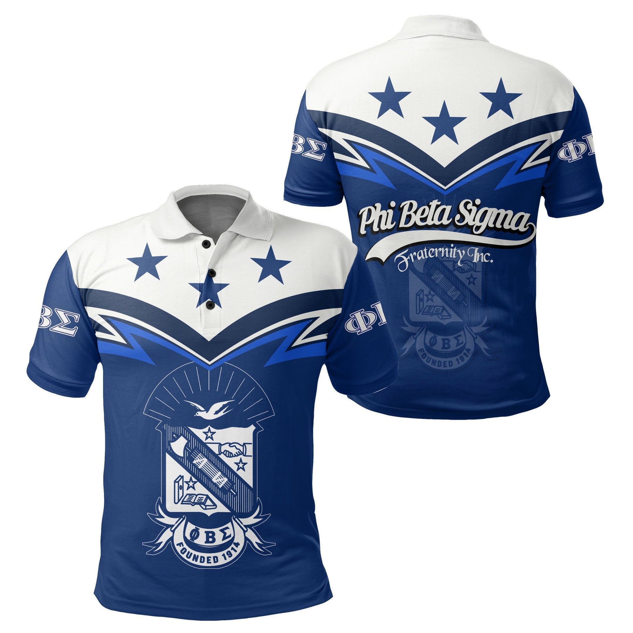 Fraternity Polo - Original Stars Phi Beta Sigma Polo Shirt - Zig Zag Style