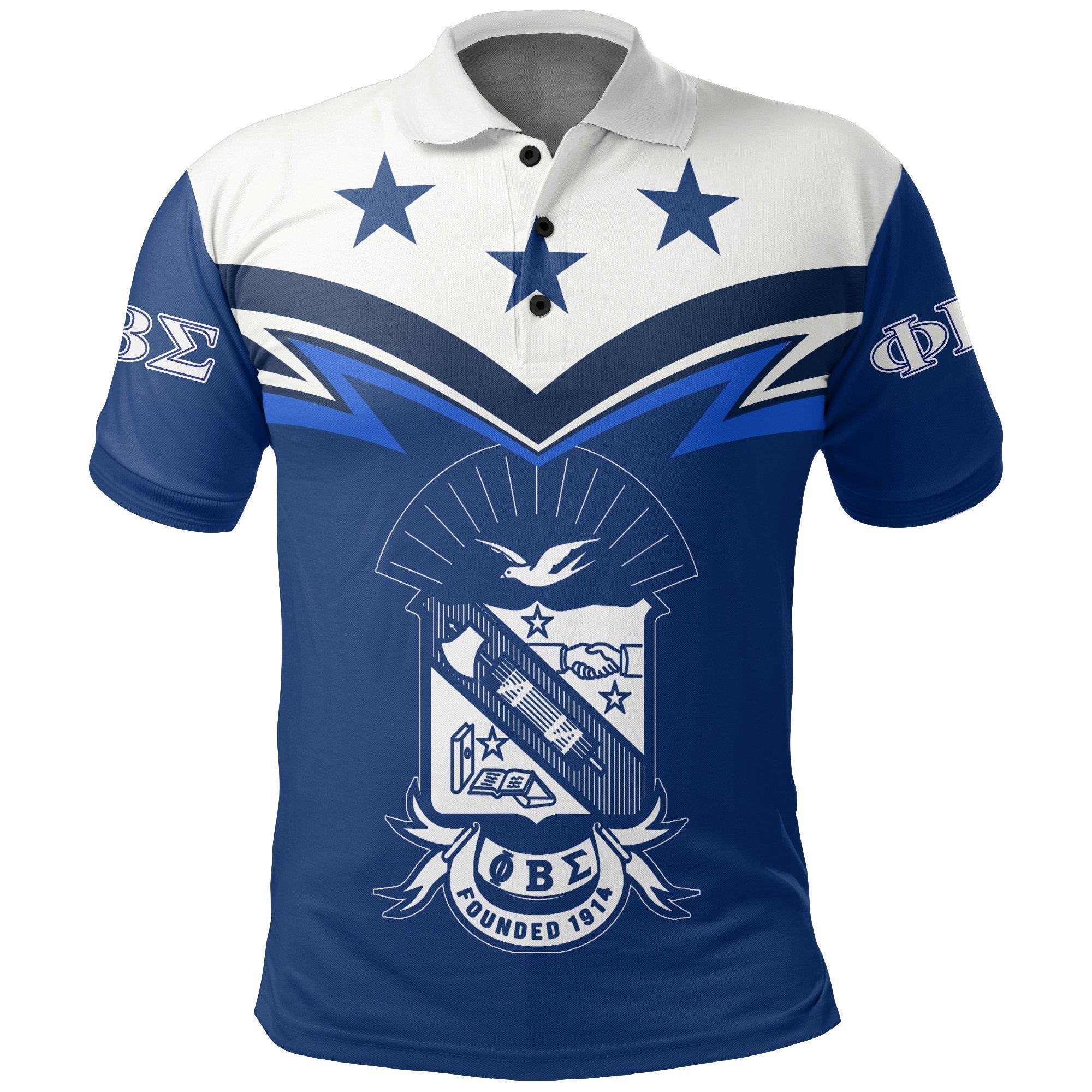 Fraternity Polo - Original Stars Phi Beta Sigma Polo Shirt - Zig Zag Style