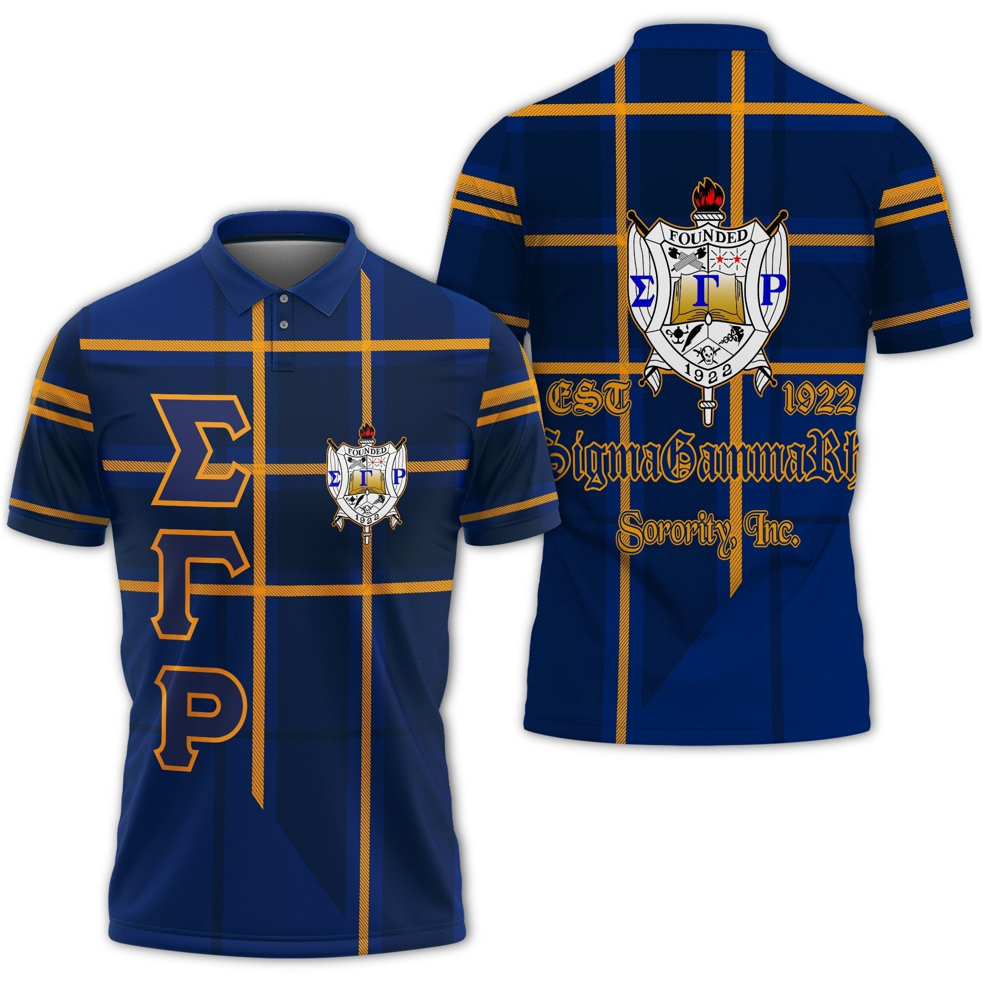 Sorority Polo - Sigma Gamma Rho Burberr Style Polo Shirt