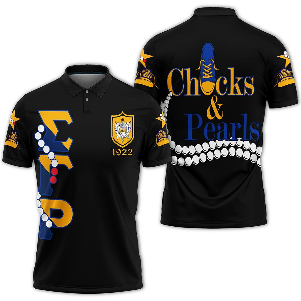 Sorority Polo - Sigma Gamma Rho Pearls K.H Chucks n Pearls Polo Shirt