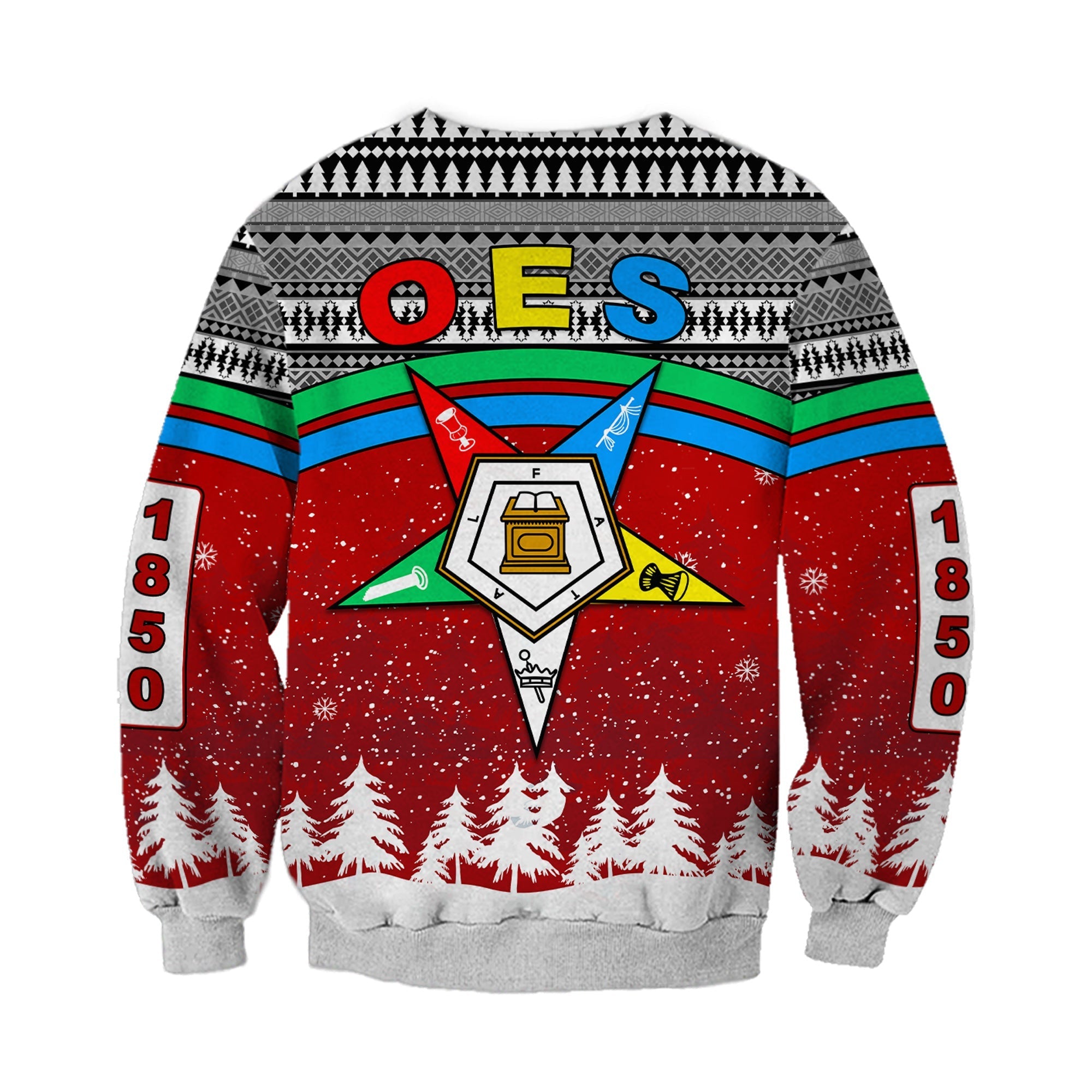 Sorority Sweatshirt - Order Of The Eastern Star Sweatshirt OES Christmas Pattern