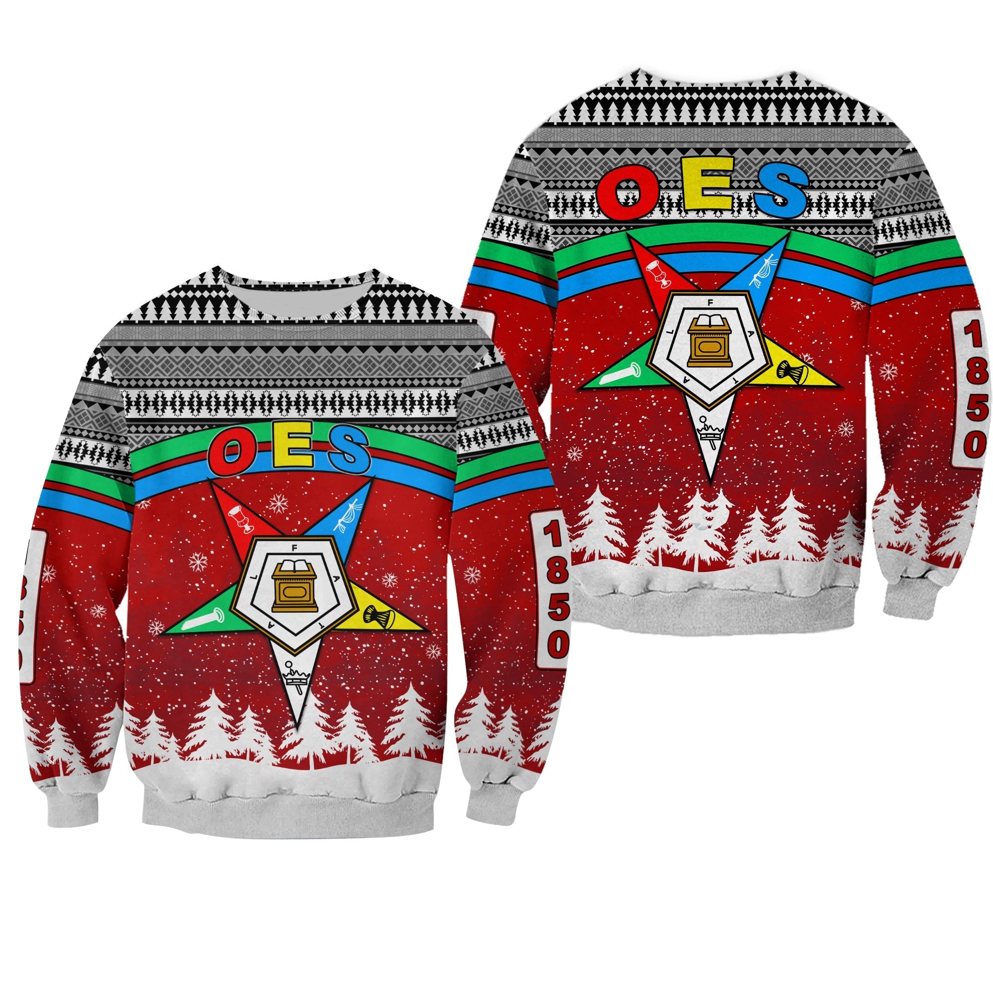 Order Of The Eastern Star Sweatshirt OES Christmas Pattern J5
