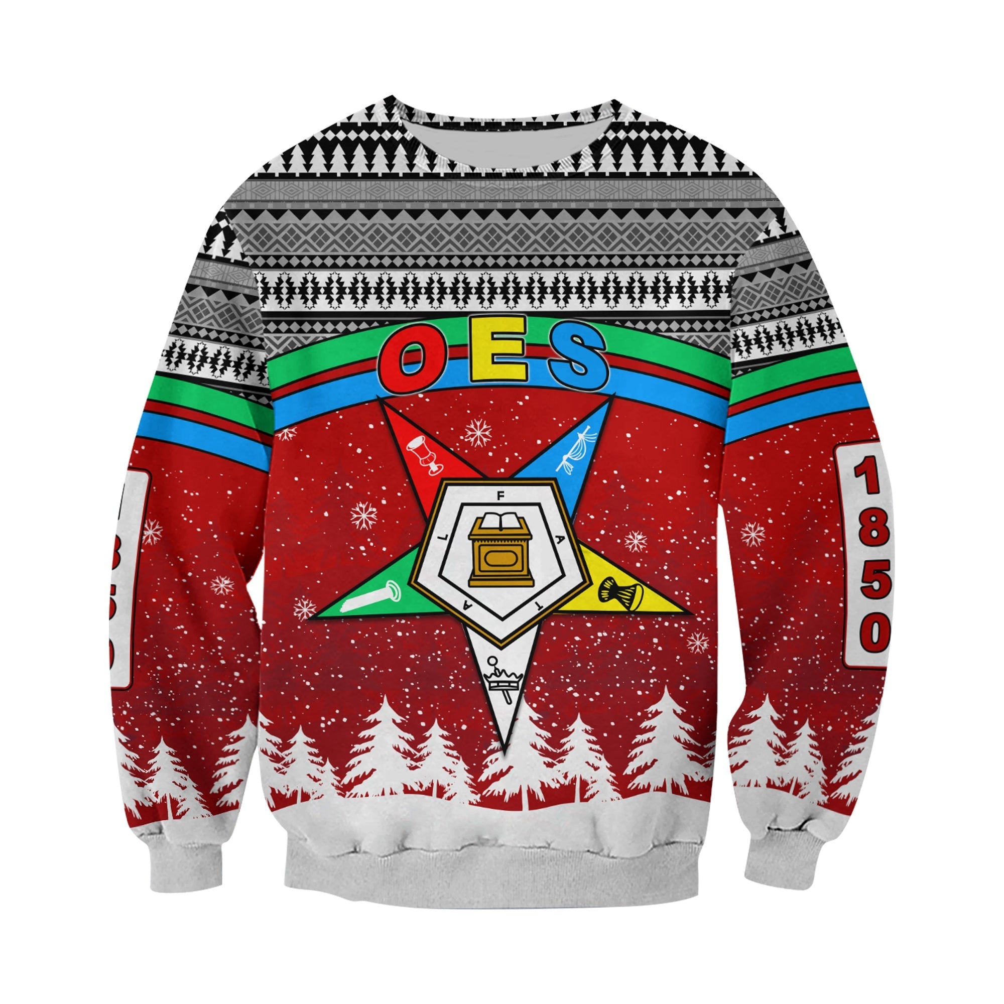 Sorority Sweatshirt - Order Of The Eastern Star Sweatshirt OES Christmas Pattern