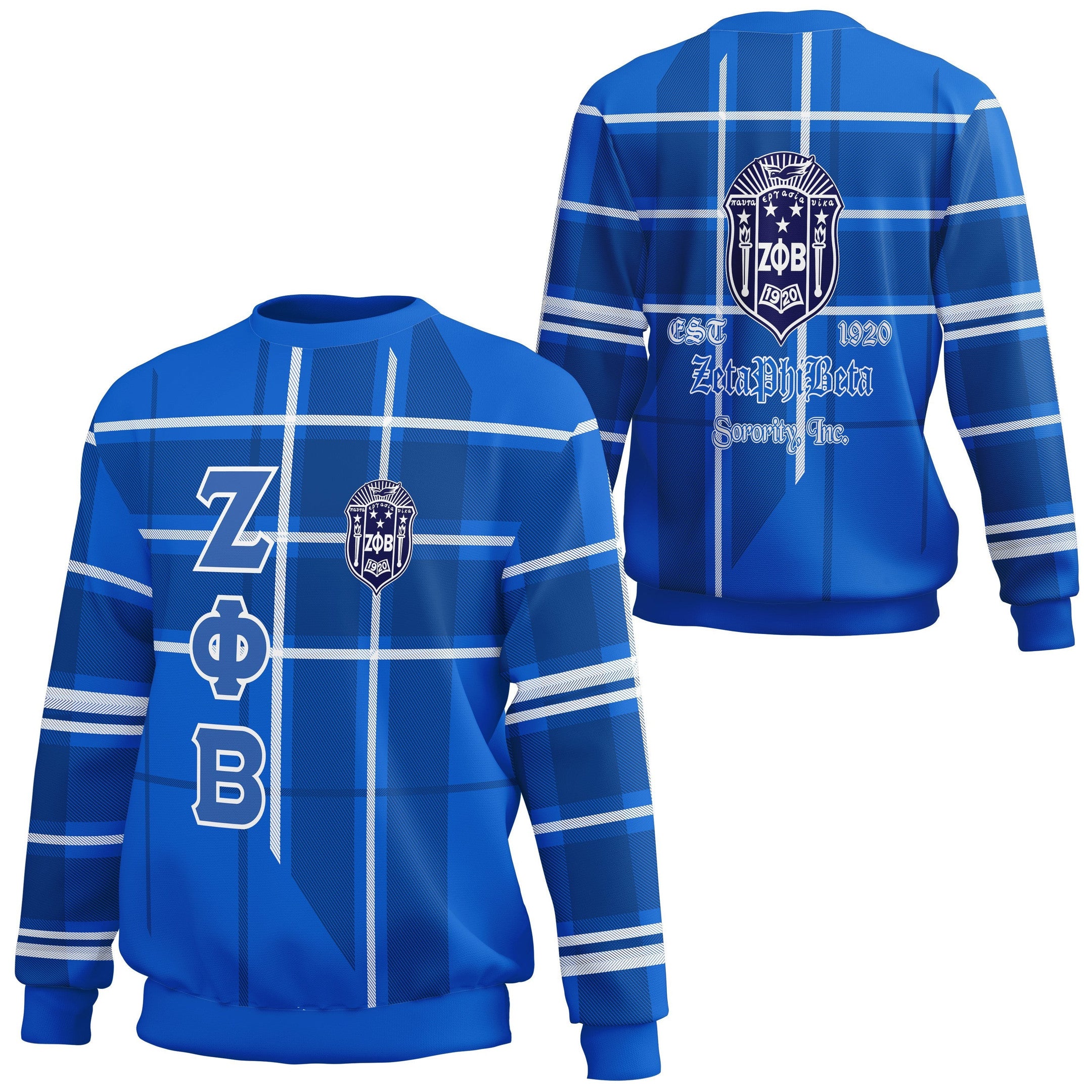 Sorority Sweatshirt - Zeta Phi Beta Burberr Style SweatshirtN