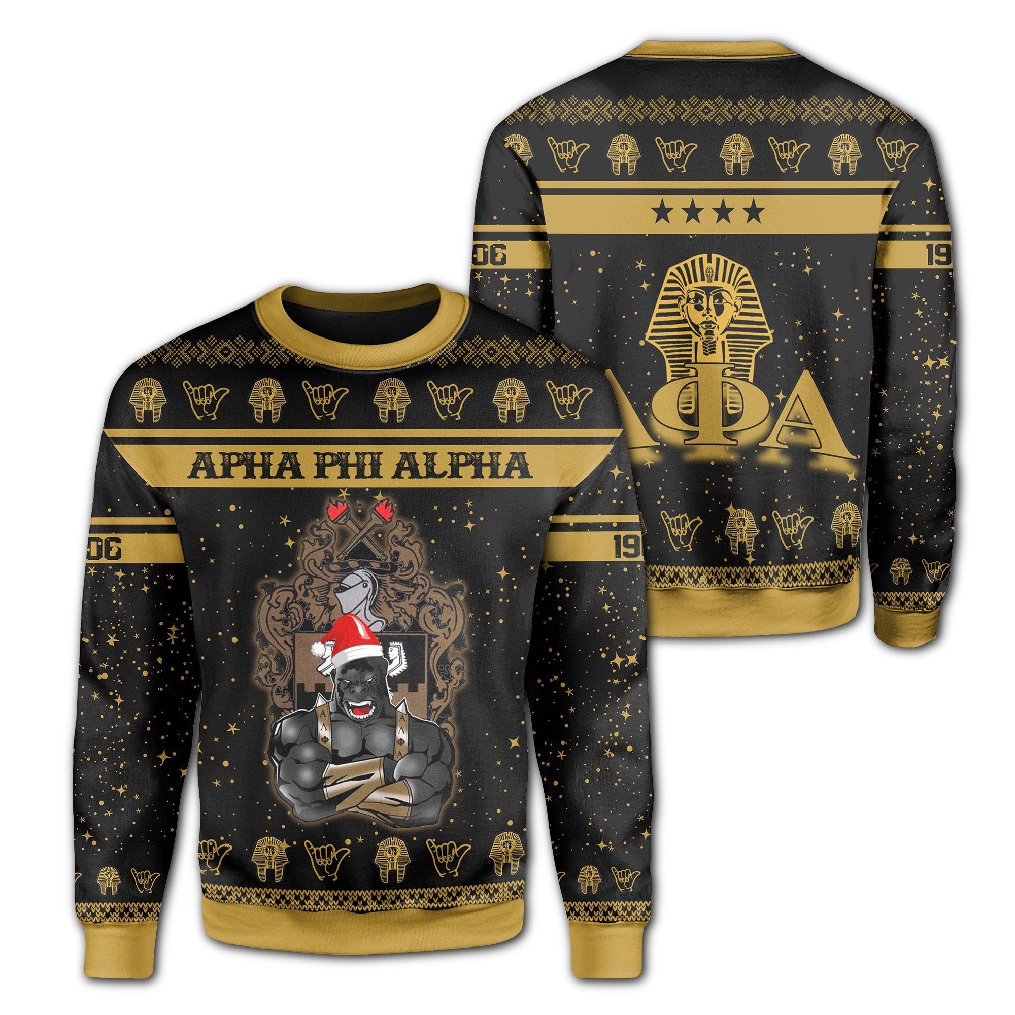 Fraternity Sweatshirt - Alpha Phi Alpha Ape Christmas Sweatshirt