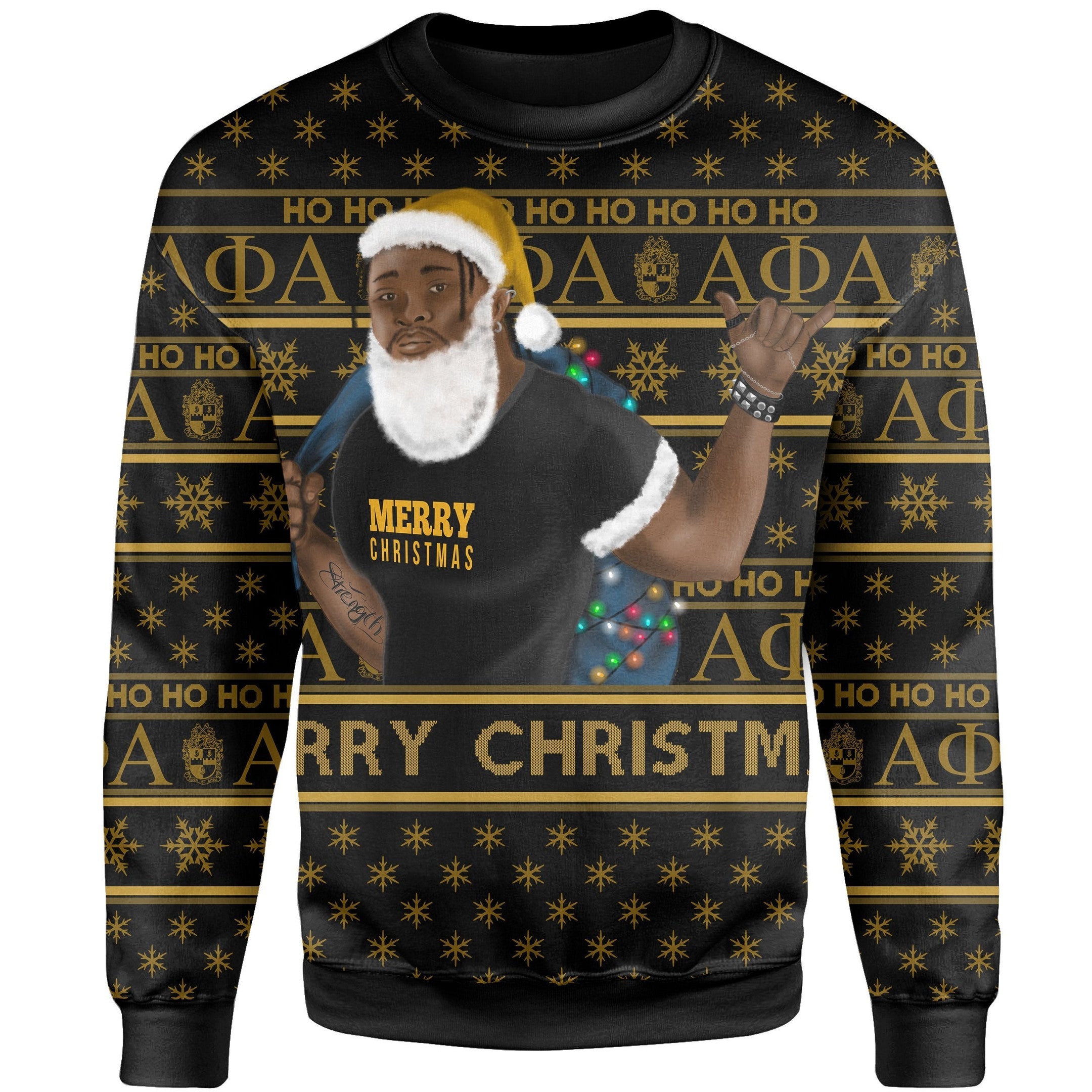Fraternity Sweatshirt - Christmas Alpha Phi Alpha Sweatshirt Best Black