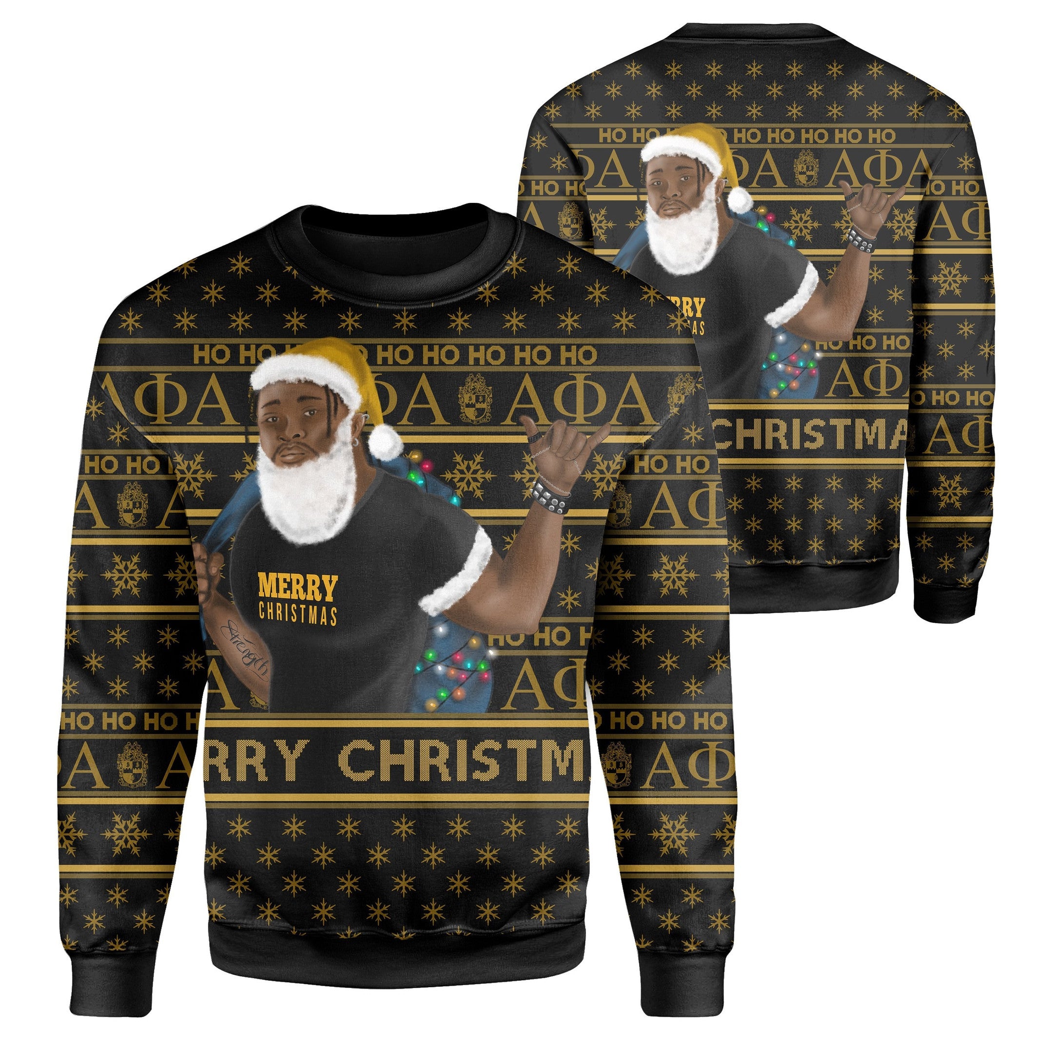 Fraternity Sweatshirt - Christmas Alpha Phi Alpha Sweatshirt Best Black