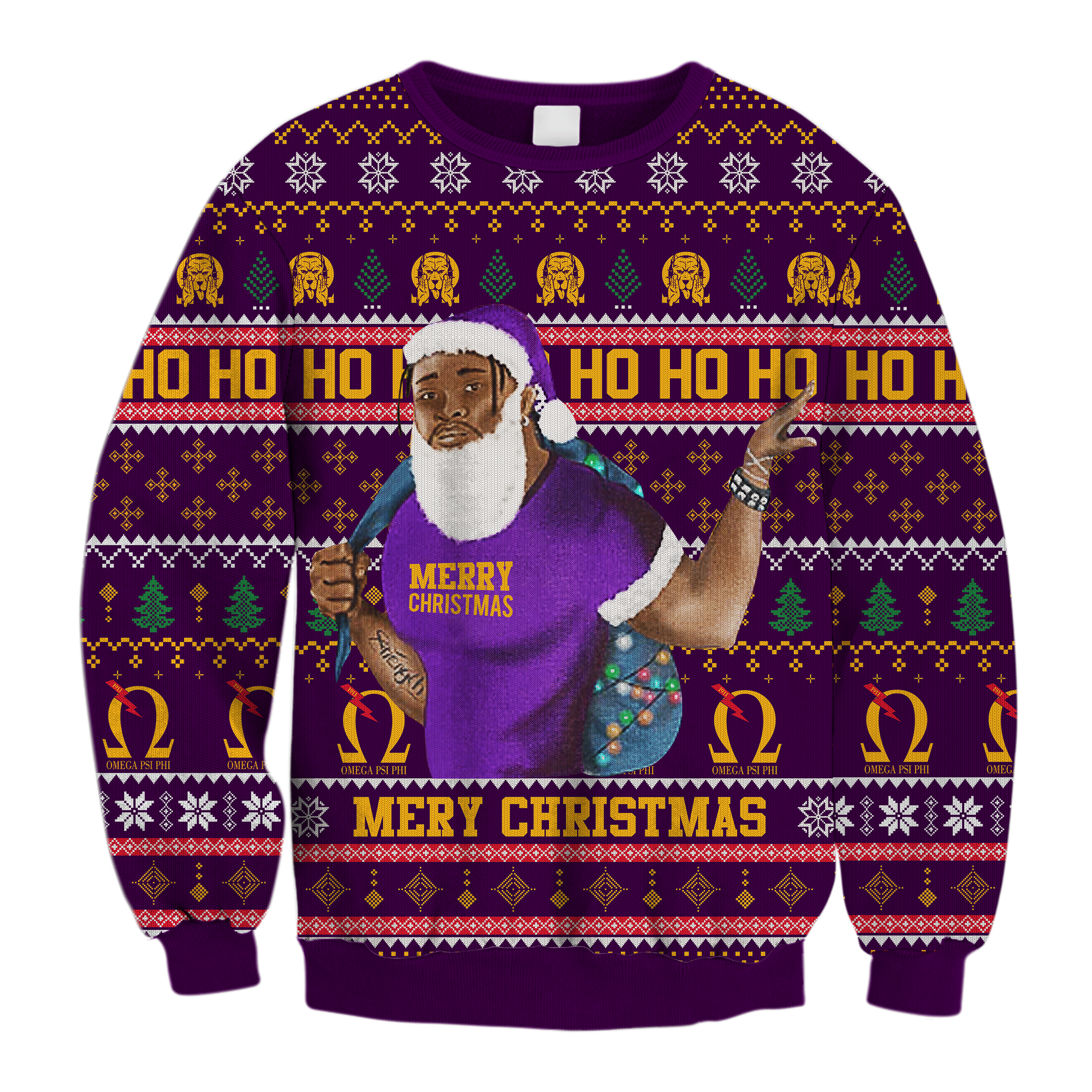 Fraternity Sweatshirt - Lux Man Hohoho Christmas Omega Psi Phi Crewneck Sweatshirt