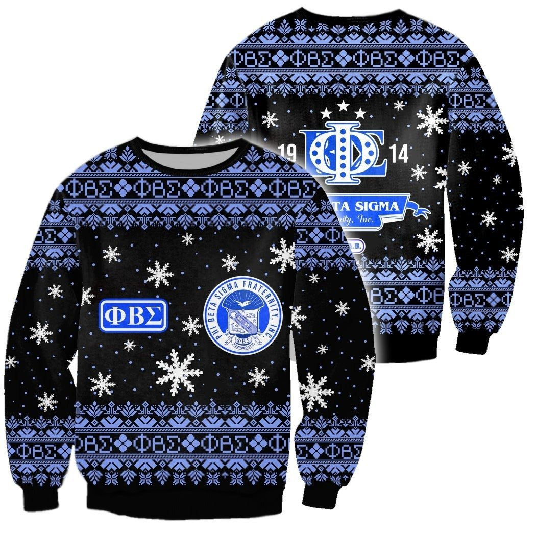 Fraternity Sweatshirt - Crewneck Sweatshirt Black Christmas Snow Ball Phi Beta Sigma