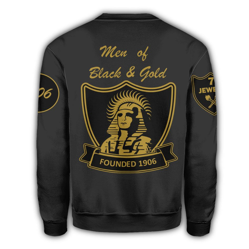 Fraternity Sweatshirt -  Black And Gold Alpha Phi Alpha Crewneck Sweatshirt