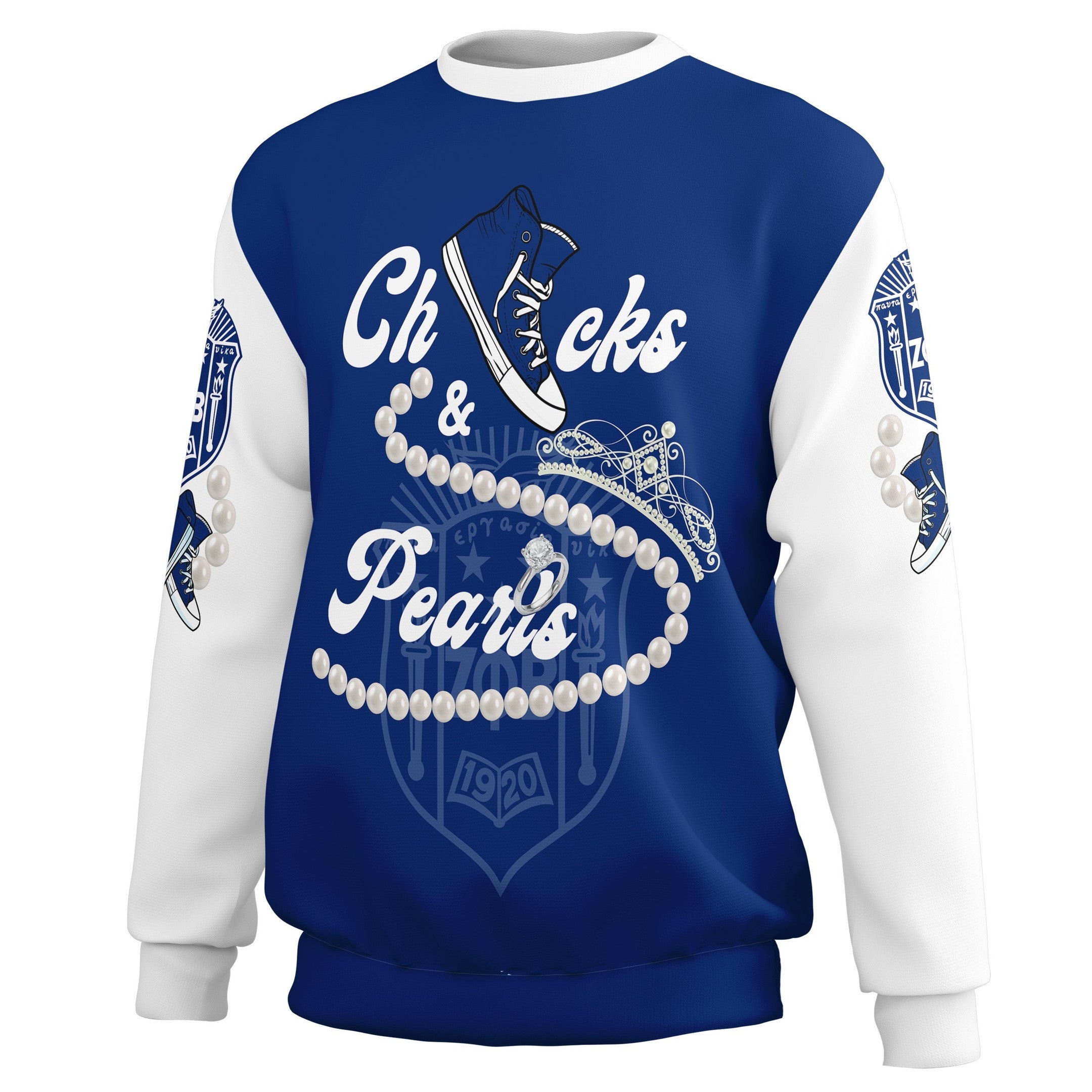 Sorority Sweatshirt - Zeta Phi Beta Chucks And Pearls Sweatshirt K.H Pearls