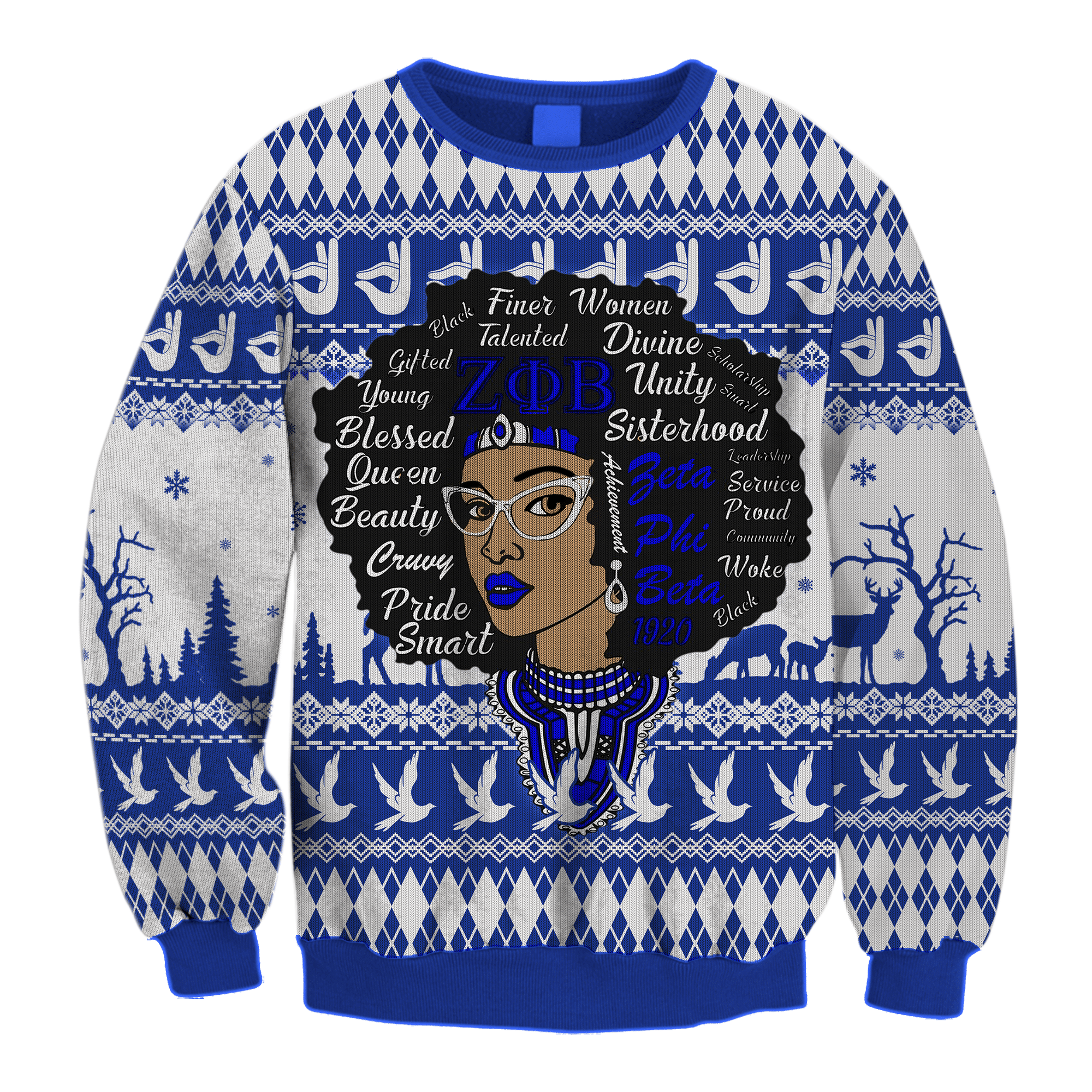 Sorority Sweatshirt - Lux Zeta Phi Beta Woman Dashiki Christmas Crewneck Sweatshirt