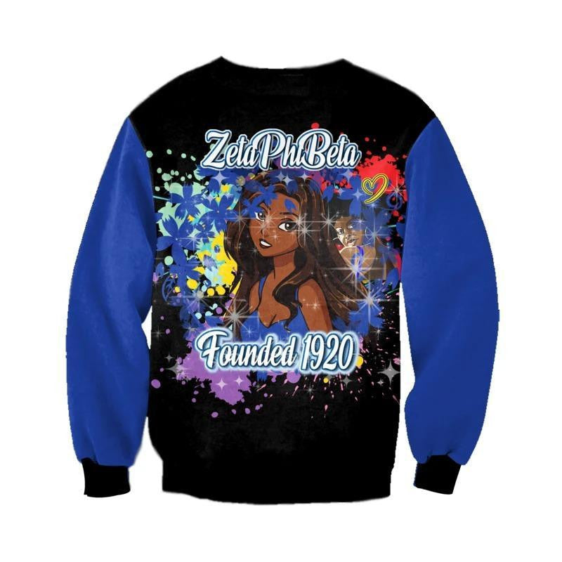 Sorority Sweatshirt - Zeta Phi Beta Girl And Flowers Crewneck Sweatshirt