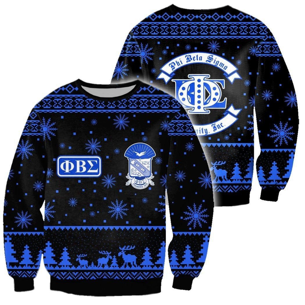 Fraternity Sweatshirt - Crewneck Sweatshirt Christmas Black PBS Phi Beta Sigma Frat