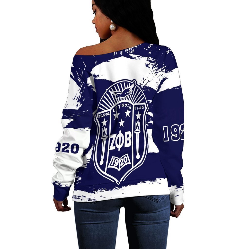 Sorority Sweatshirt - Zeta Phi Beta Off Shoulder - Note Style