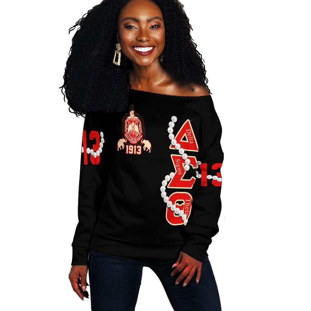 Sorority Sweatshirt - Delta Sigma Theta Pearl Off Shoulder