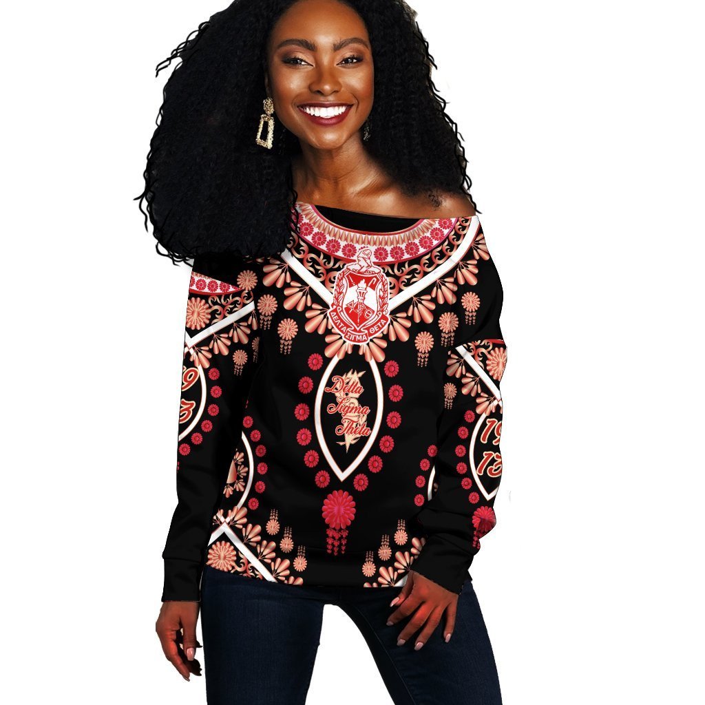 Sorority Sweatshirt - Delta Sigma Theta Soro Dashiki Women Off Shoulder