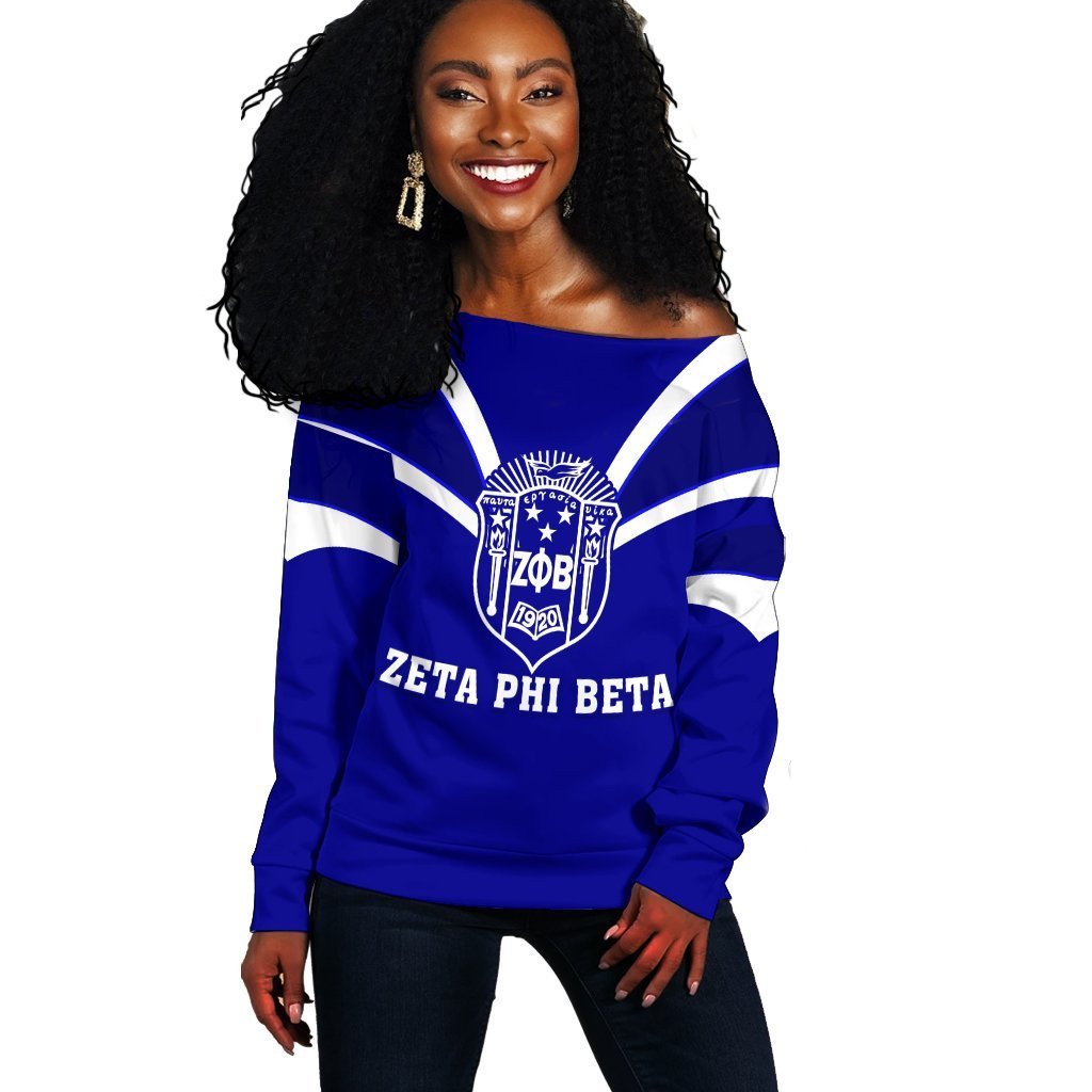 Sorority Sweatshirt - Zeta Phi Beta Women Off Shoulder - Tusk Style