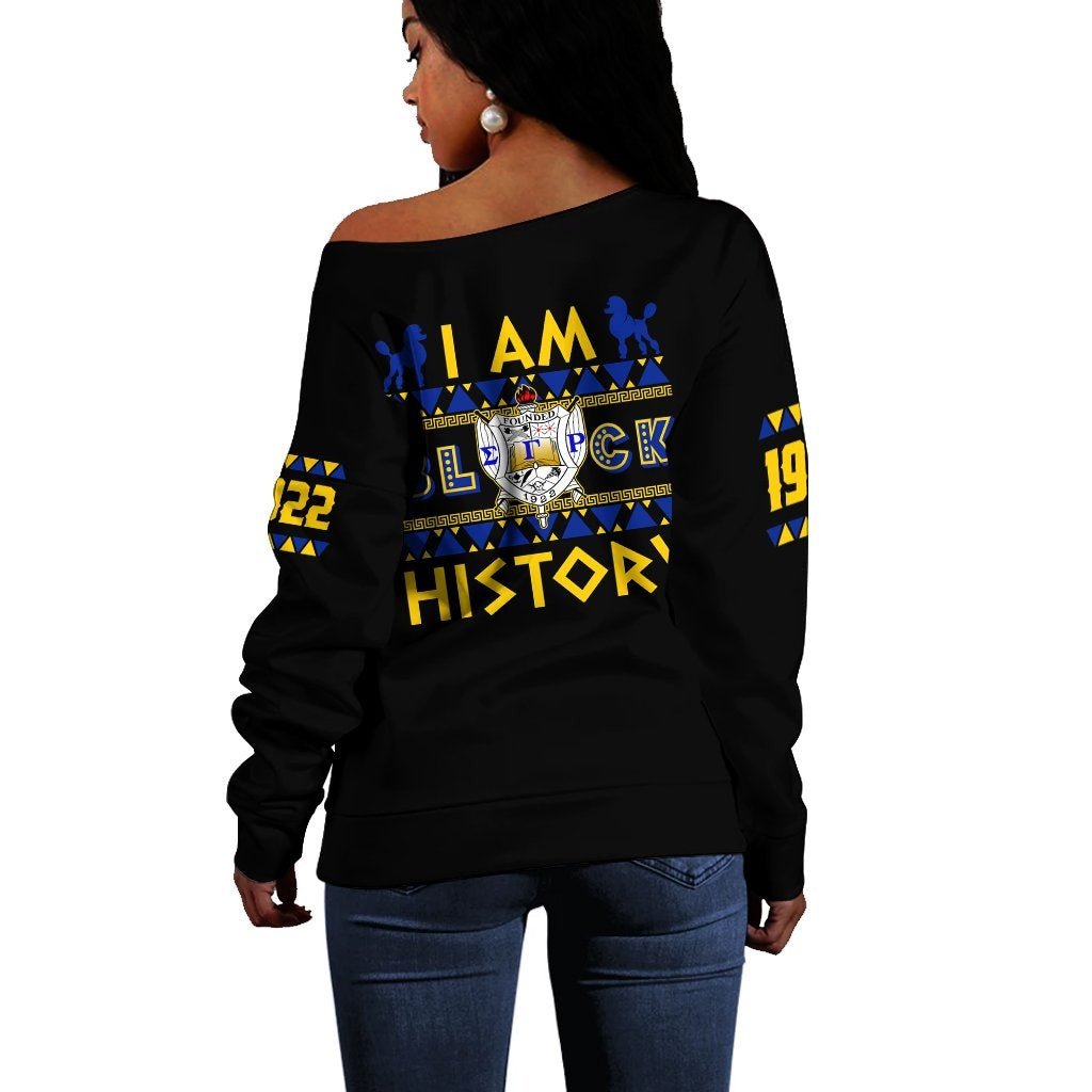 Sorority Sweatshirt - I Am Black History Sigma Gamma Rho Off Shoulder