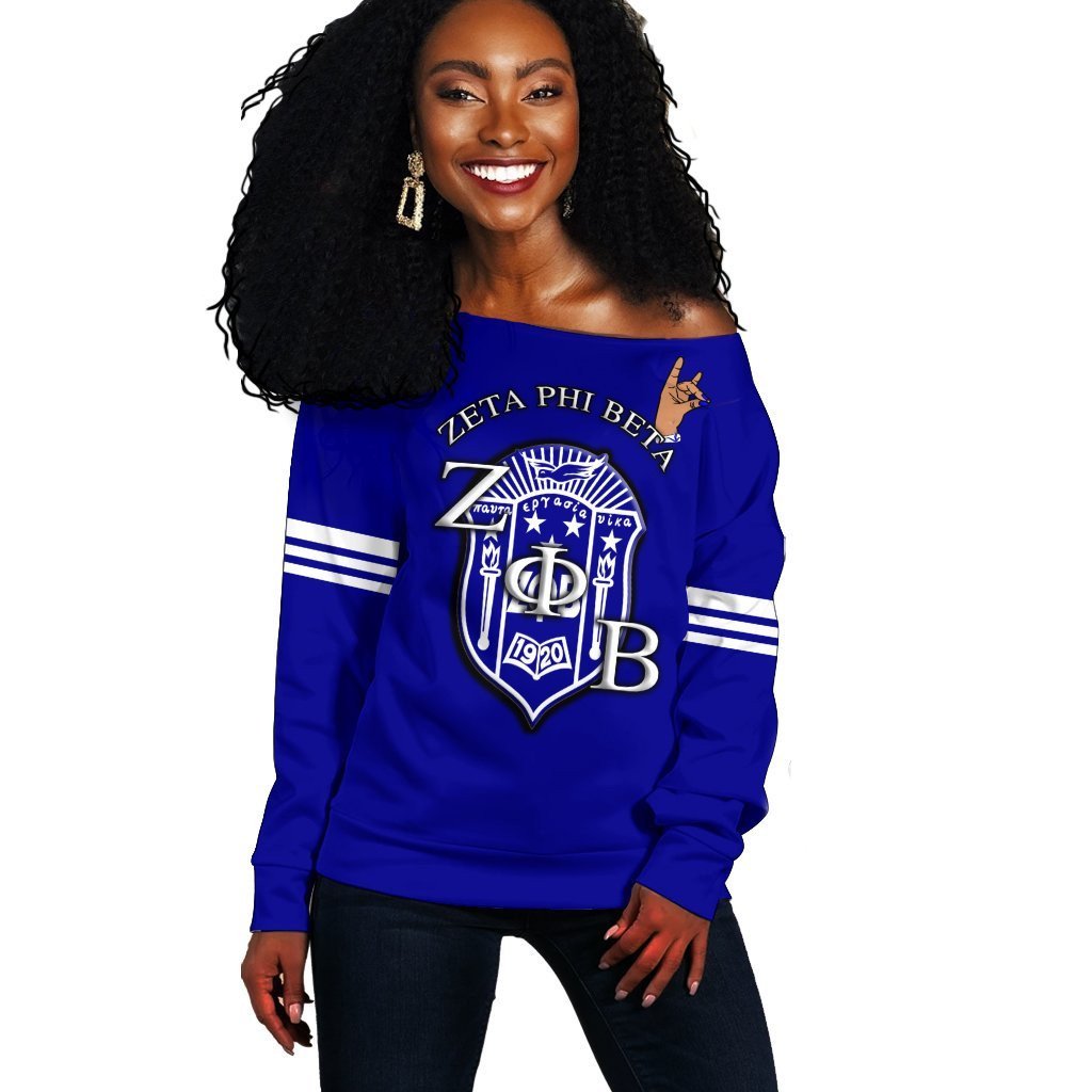 Sorority Sweatshirt - Zeta Phi Beta ZPB Style Off Shoulder