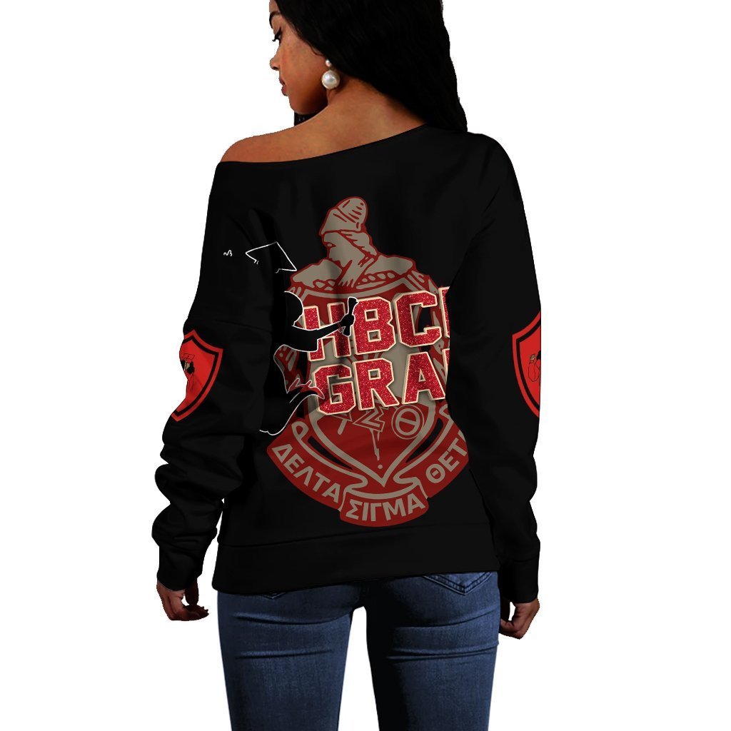 Sorority Sweatshirt - Delta Sigma Theta HBCU Style Off Shoulder