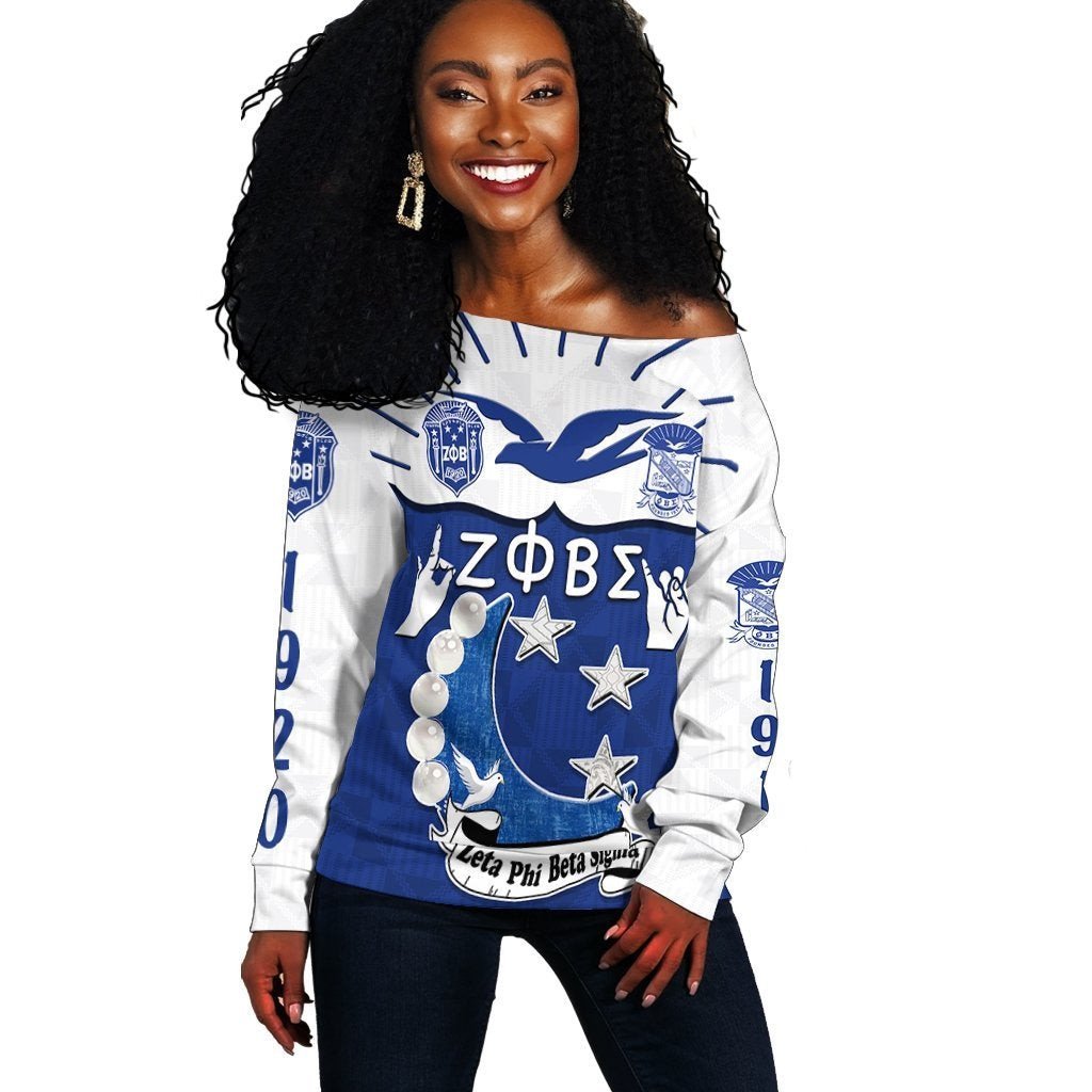 Sorority Sweatshirt - Zeta Phi Beta Sigma Off Shoulder Sweater We Are Family