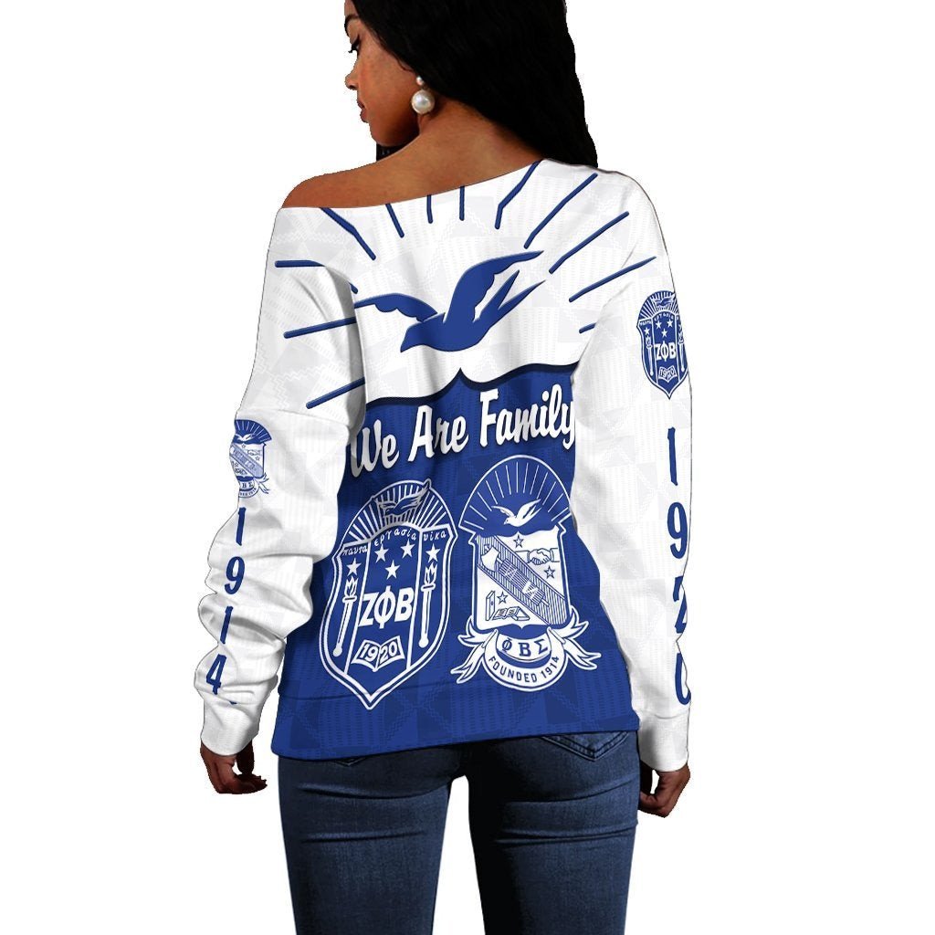 Sorority Sweatshirt - Zeta Phi Beta Sigma Off Shoulder Sweater We Are Family