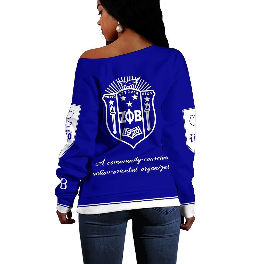 Sorority Sweatshirt - Zeta Phi Beta Women Off Shoulder HBCU Style