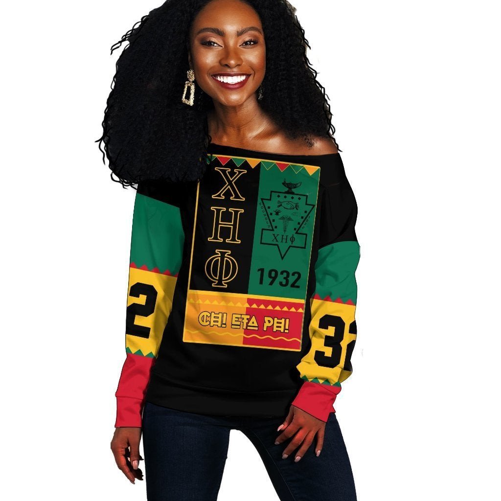 Sorority Sweatshirt - Chi Eta Phi Black History Month Women Off Shoulder