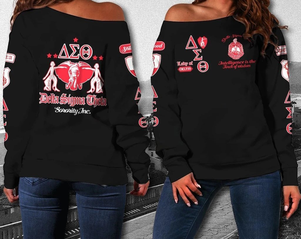 Sorority Sweatshirt - Lady Of Delta Sigma Theta Sorority Women Off Shoulder