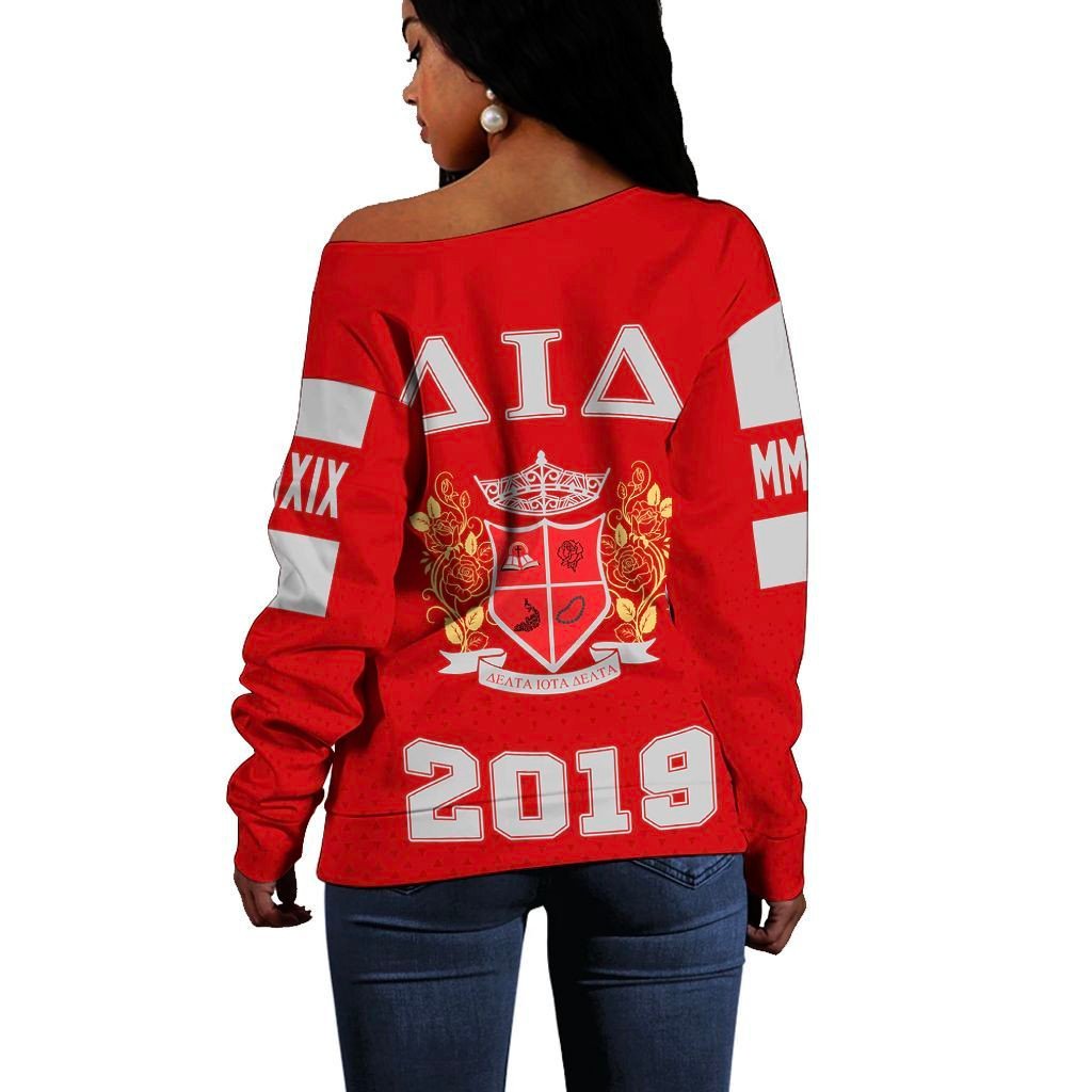 Sorority Sweatshirt - MCM Delta Iota Delta Women Off Shoulder