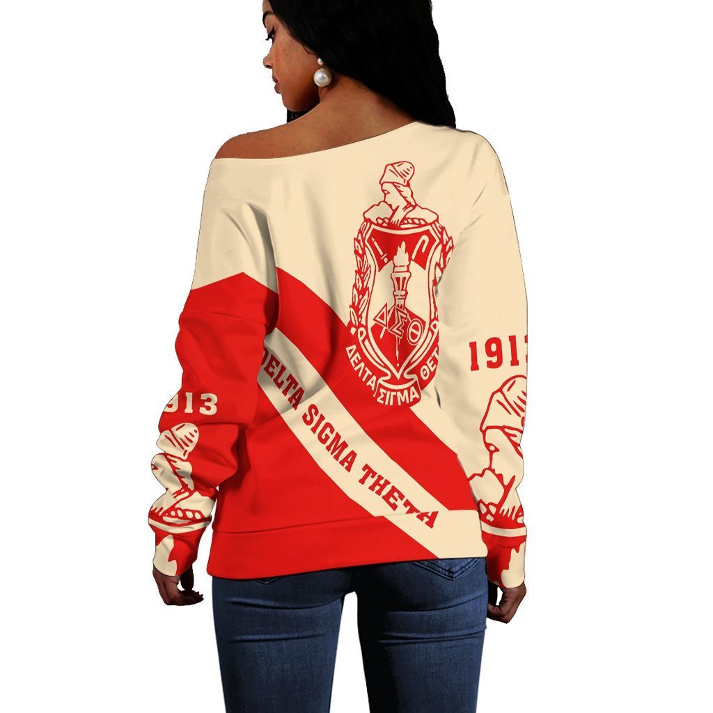 Sorority Sweatshirt - Delta Sigma Theta Women Off Shoulder - Tech Style